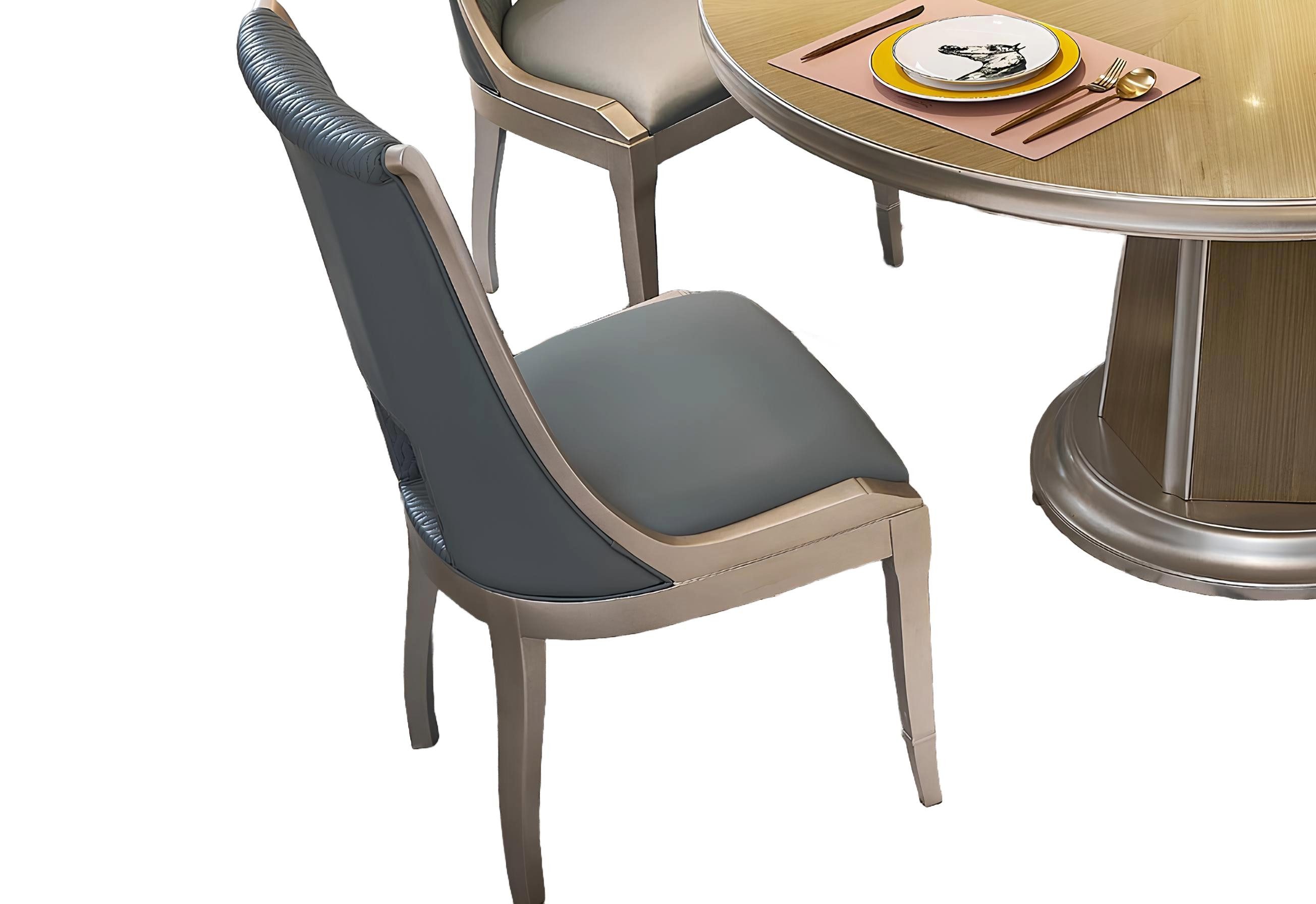 Xlmoebel Esszimmerstuhl Echtholz-Lehnstuhl mit gepolstertem Sitz und ergonomischer Lehne, Hergestellt in Europa