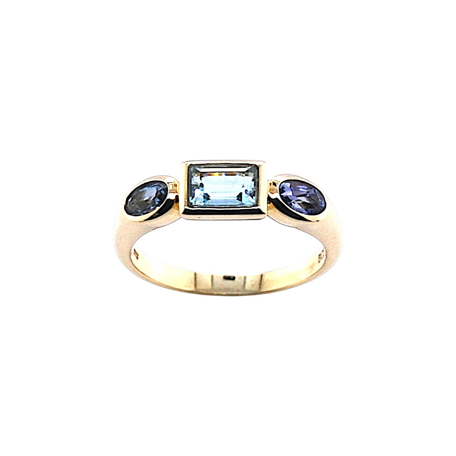 Sogni d'oro Fingerring mit Aquamarin und Tansanit, Gelbgold 375