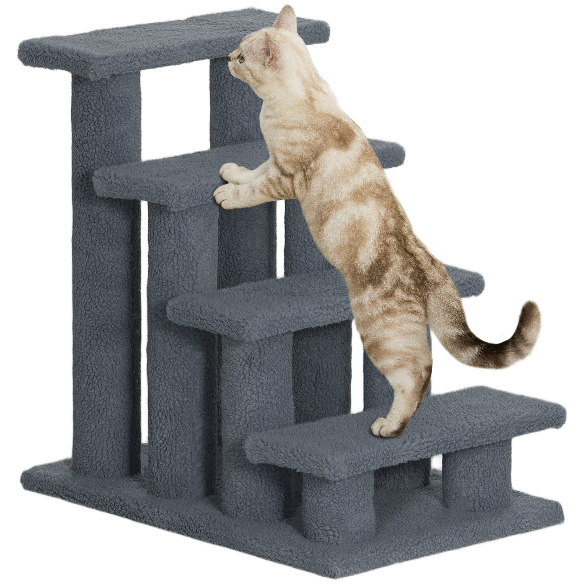 PawHut Kratzbaum Tiertreppe Katzentreppe Hundetreppe 4 Stufen, Grau, 61x41x günstig online kaufen