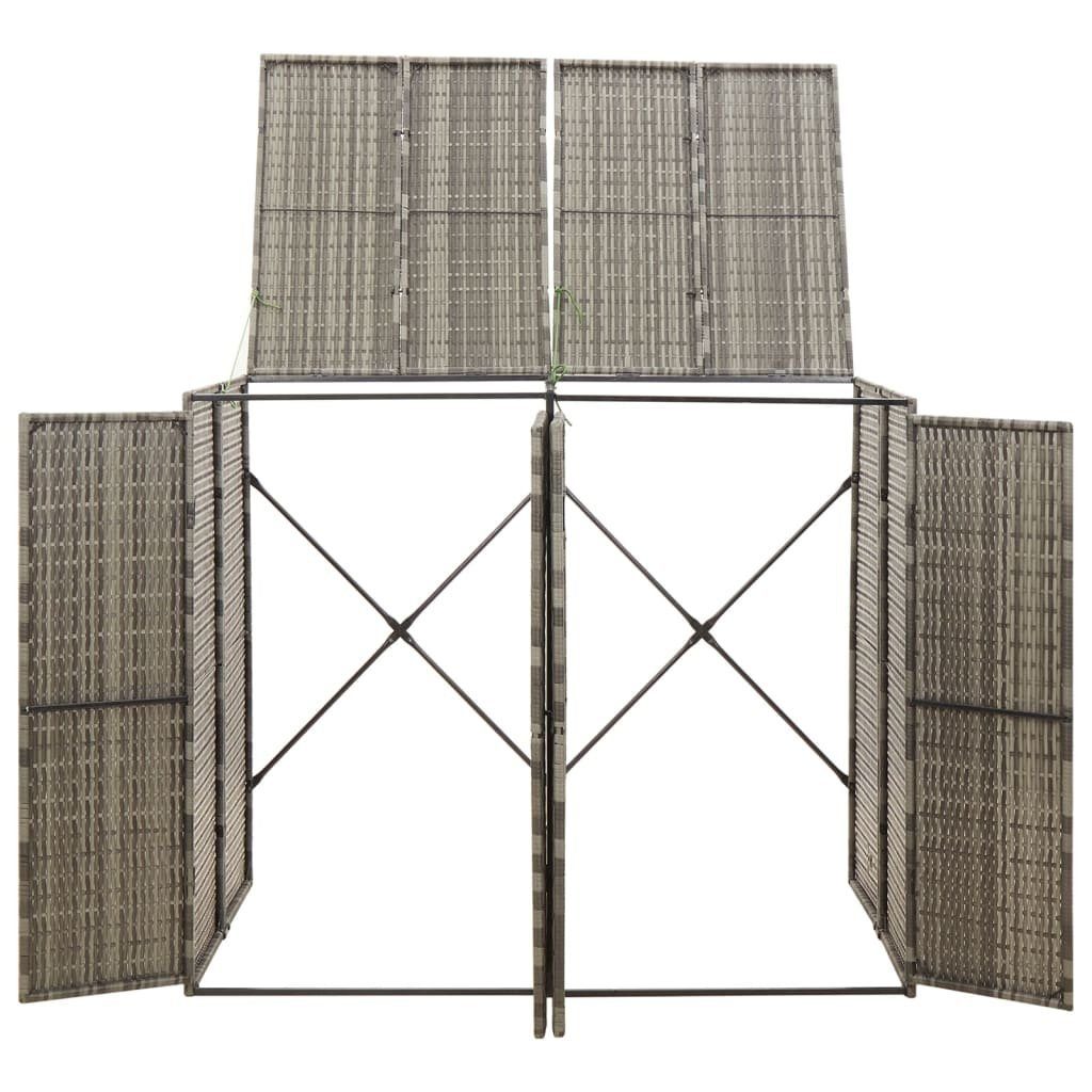 vidaXL Mülltonnenbox 2 Tonnen Mülltonnenverkleidung Mülltonnenbox grau Polyrattan