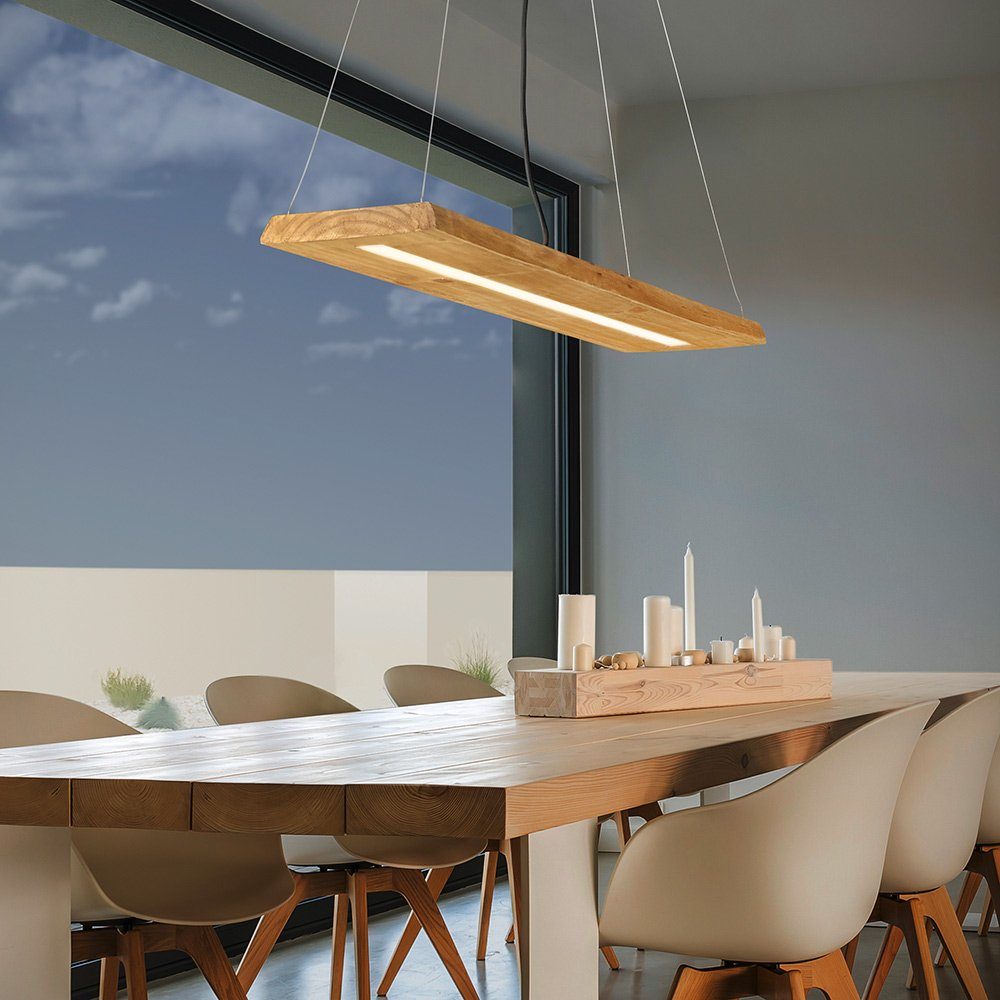 Dimmer Pendel LED Zimmer Hänge Holz TRIO Switch Leuchten Warmweiß, Pendelleuchte, Leuchte fest LED Büro Arbeits verbaut, LED-Leuchtmittel