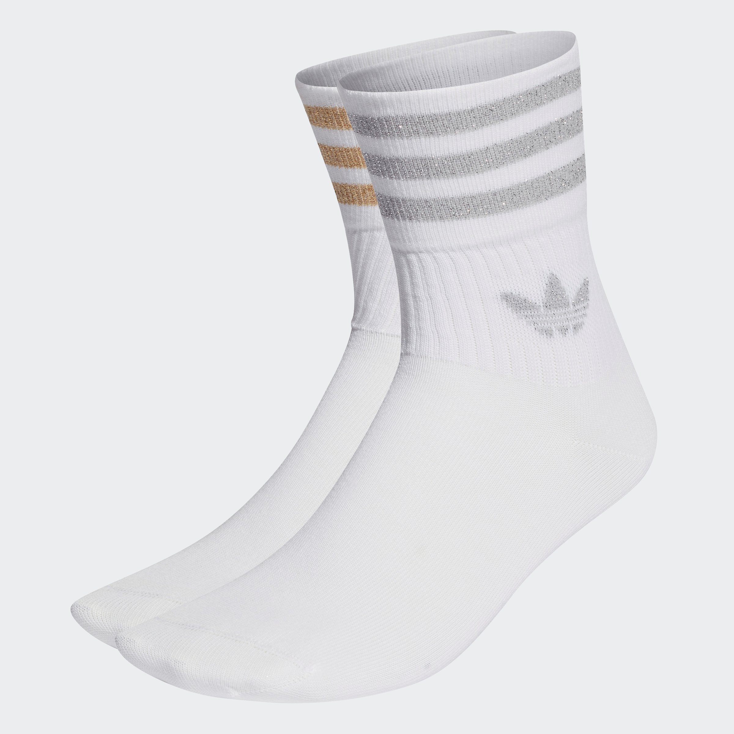 White Originals 2 PAAR Sportsocken SOCKEN, Beige Grey Magic / MIDCUT Two CREW (2-Paar) / adidas GLITTER