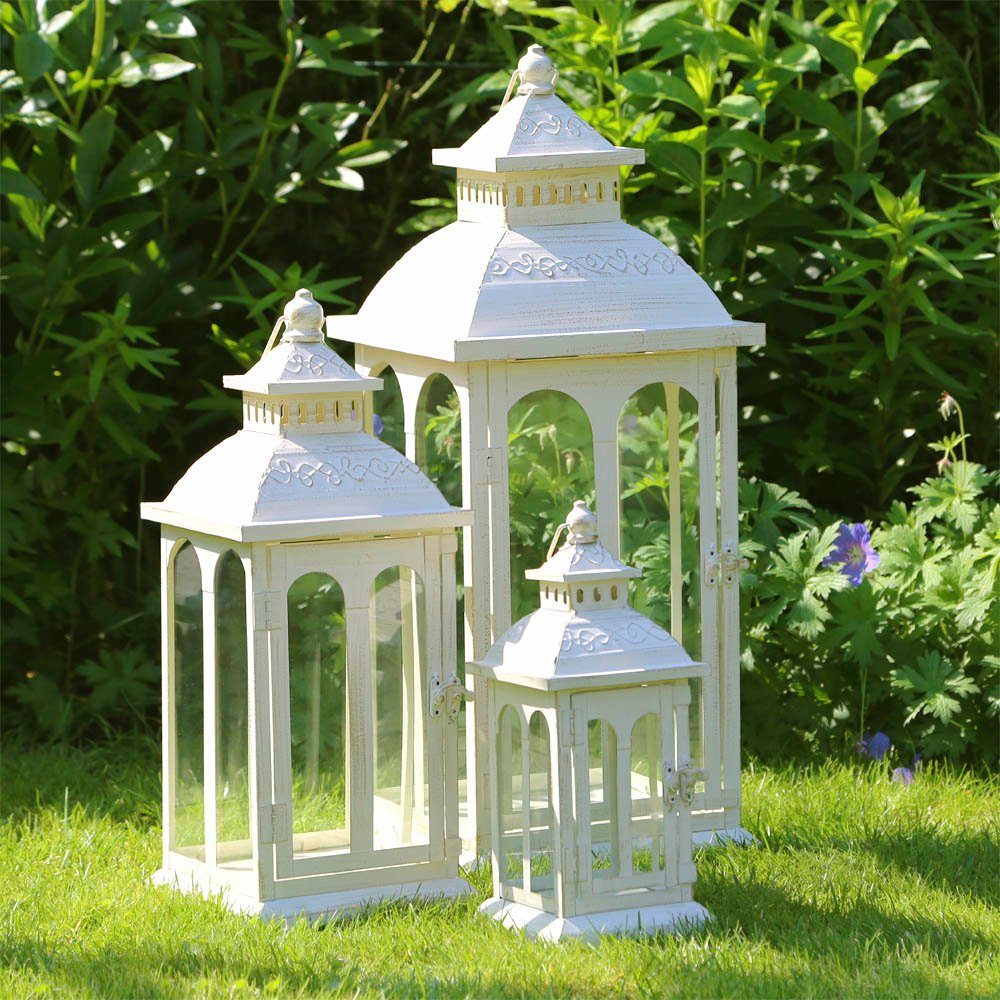 Grafelstein Kerzenlaterne COUNTRY creme weiß aus Metall mit Rundbogenfenste günstig online kaufen