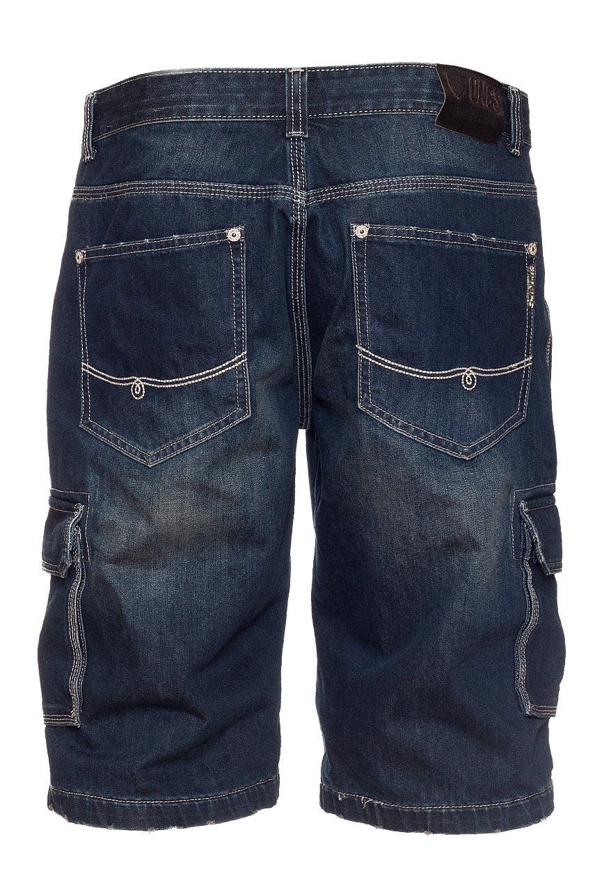 oder Denim mit Dark Cargoshorts UNCS Seitentaschen Denim Jeansshorts