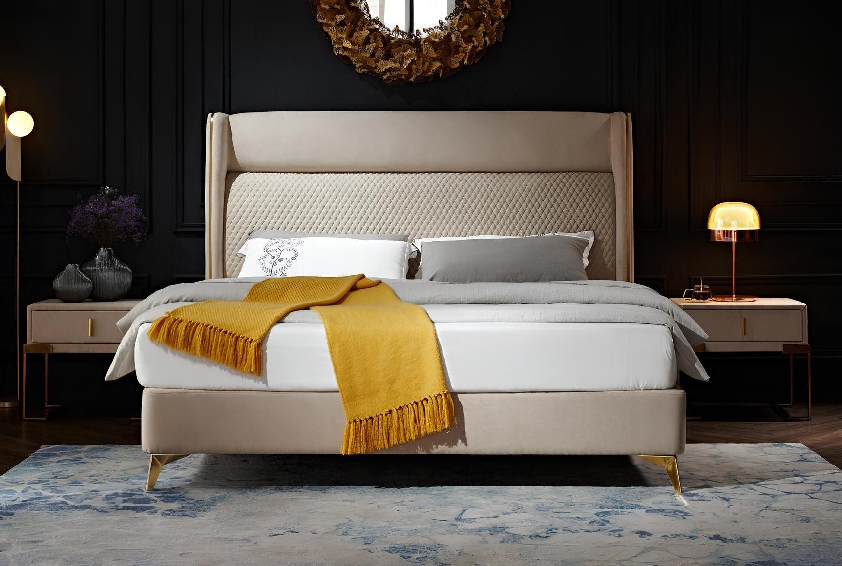 Xlmoebel Boxspringbett Luxuriöses Doppelbett im Hotelstil mit eleganten Nachttischen (Bett), Hergestellt in Europa
