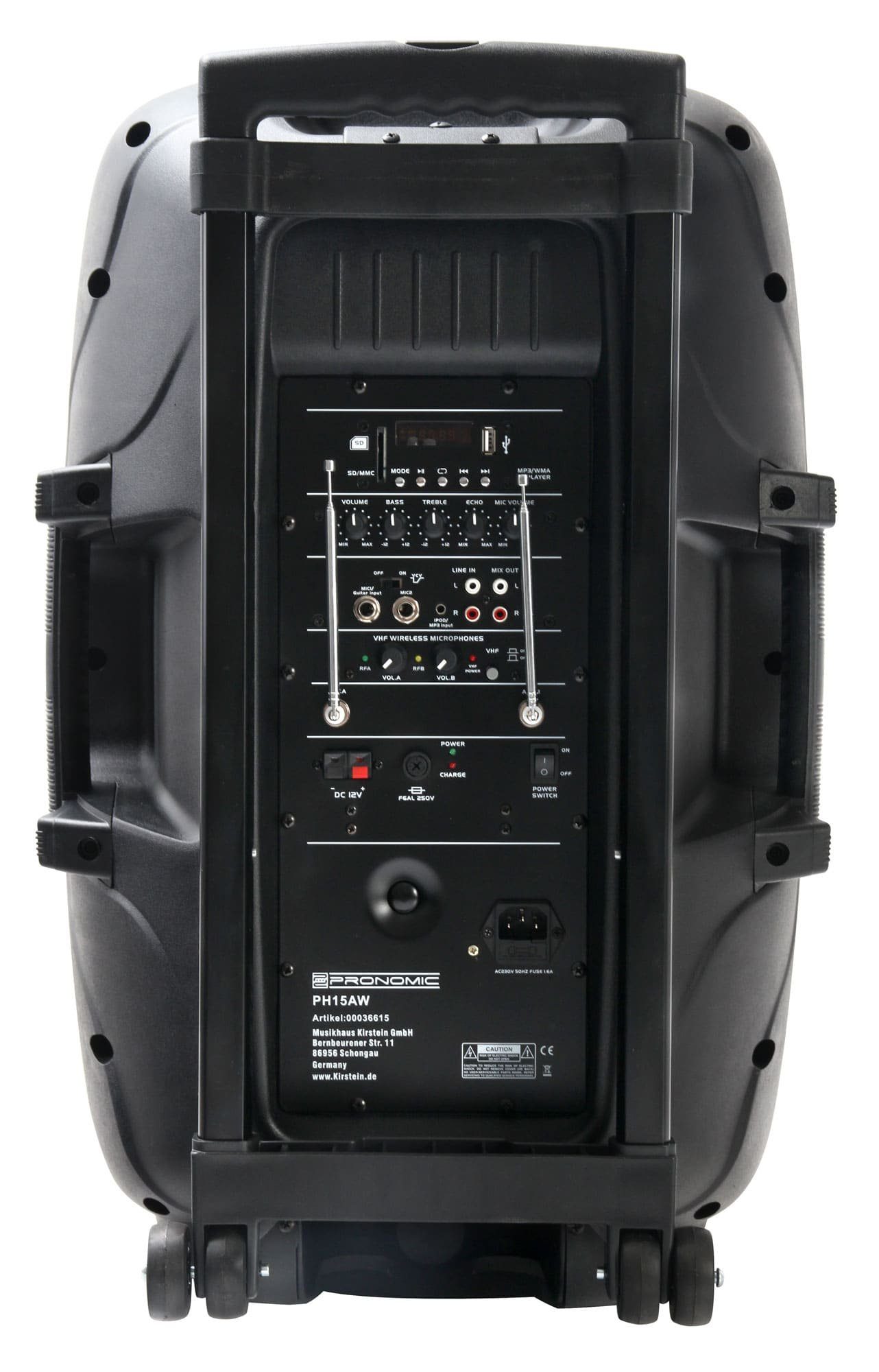 100 inkl. Akku-Aktivbox MP3/SD/USB-Player, 15" (Bluetooth, W, Pronomic Speaker PH15AW Lautsprecher Headset) & Funkmikrofon