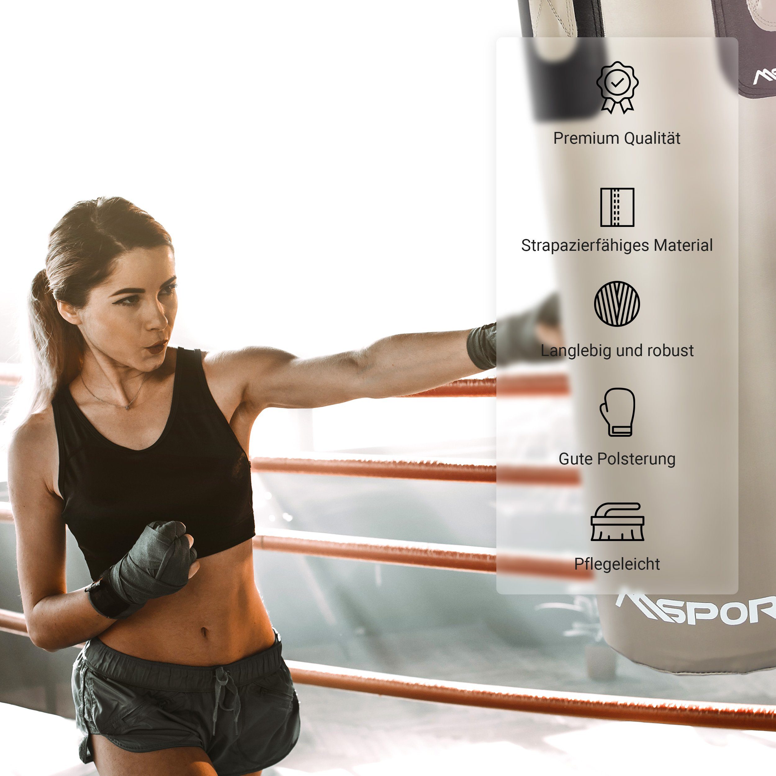 MSports® Boxsack Professional - Erwachsene 25 Set inkl. Boxhandschuh Boxset Tasche und - Boxsack kg