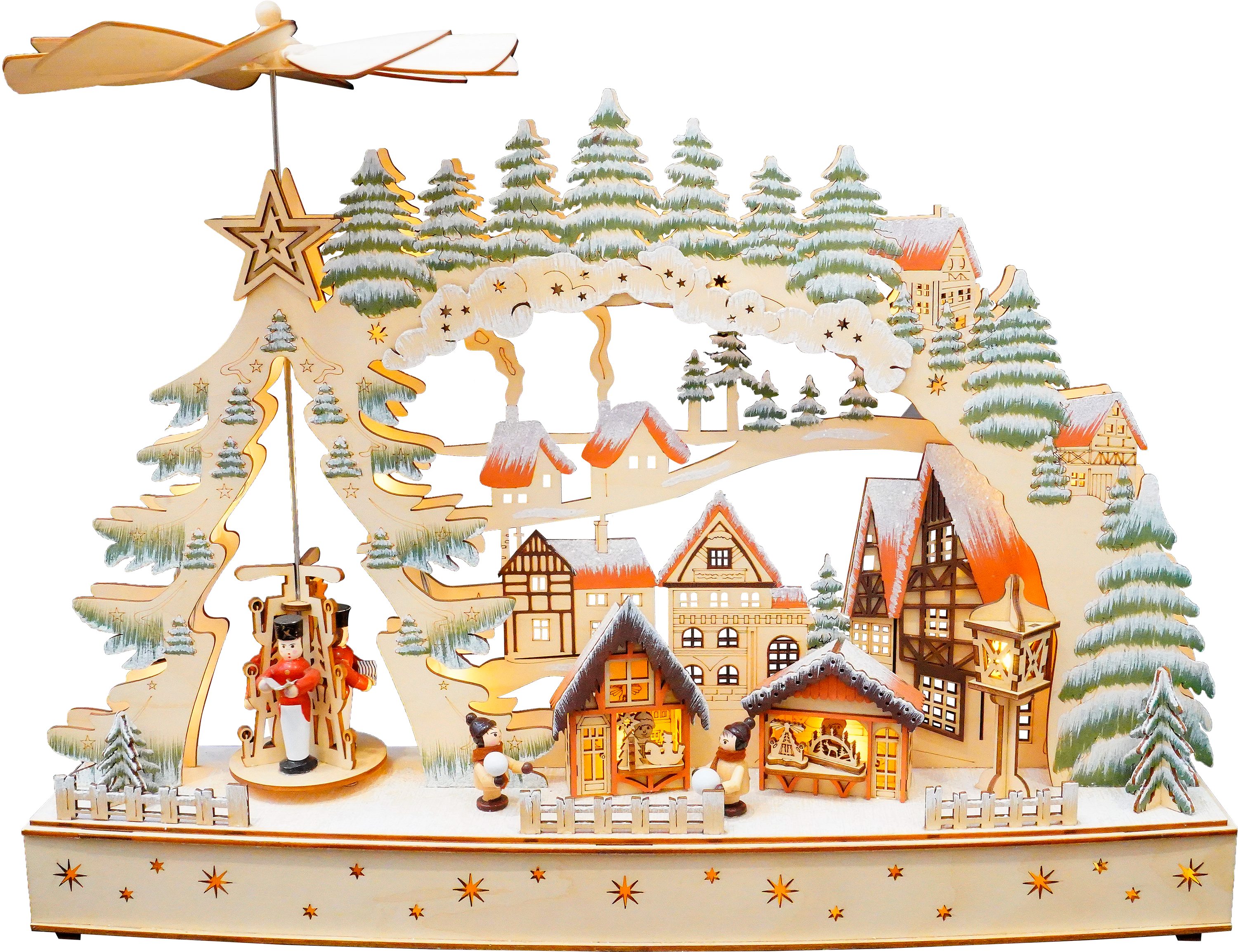 OTTO home LED Schwibbogen Weihnachtsszene mit Häusern, Tannen, 1 Stück, LED-Beleuchtung, Pyramide, batteriebetrieben, 50x38cm