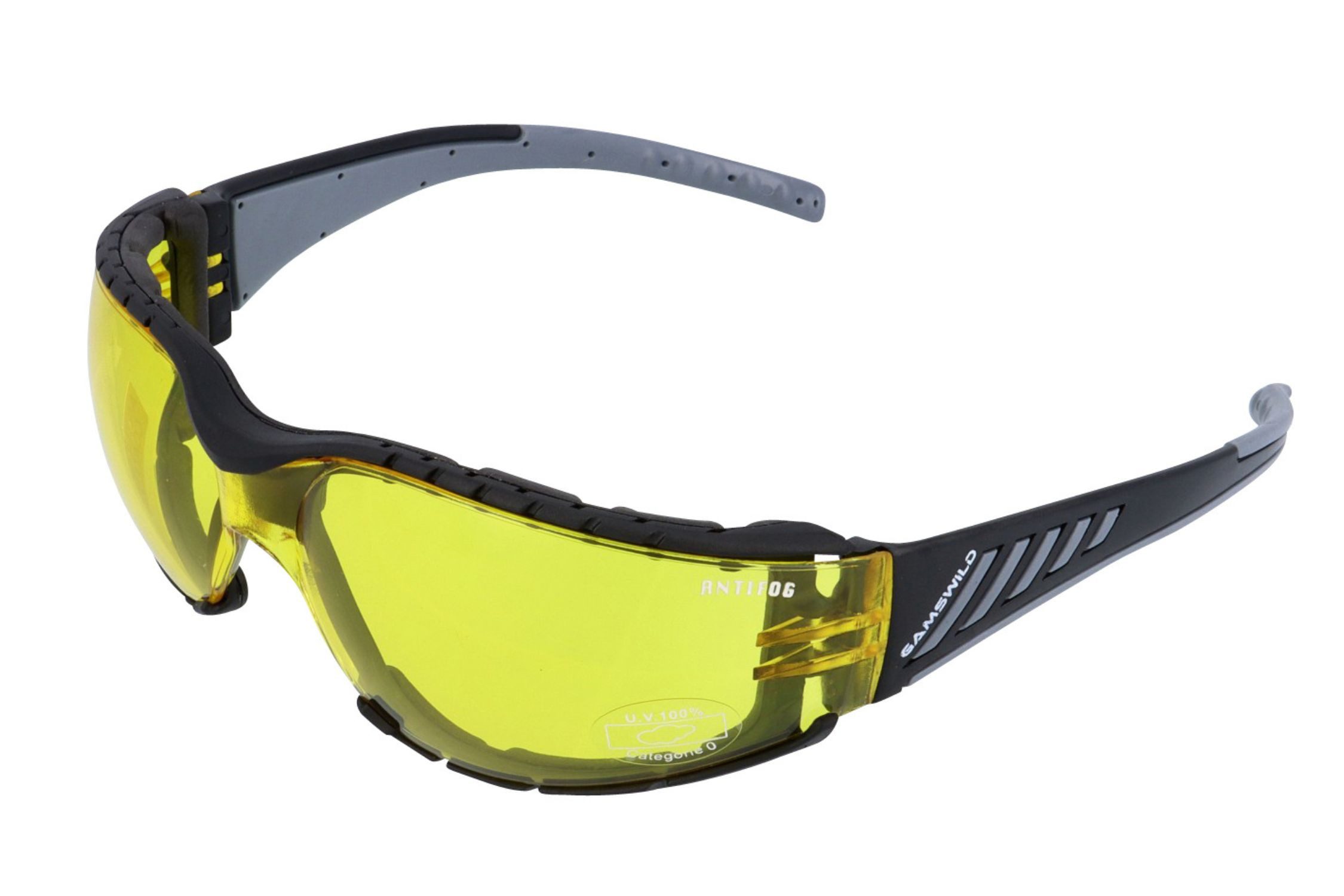 Gamswild Sportbrille UV400 Sonnenbrille Fahrradbrille Skibrille Windschutzclip ANTIFOG, Damen Herren Modell WS7122 in brau, grau, orange, gelb, klar