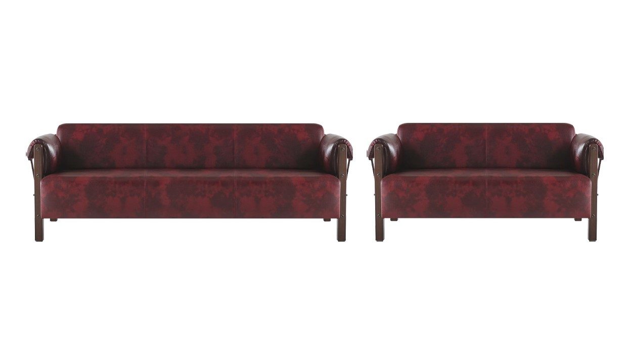 Xlmoebel Polstergarnitur Couch Set 3-Sitzer 2-Sitzer Bordeaux Modern Leder Holz, (Couch Set, 2-tlg., 3-Sitzer + 2-Sitzer), Made in Europa