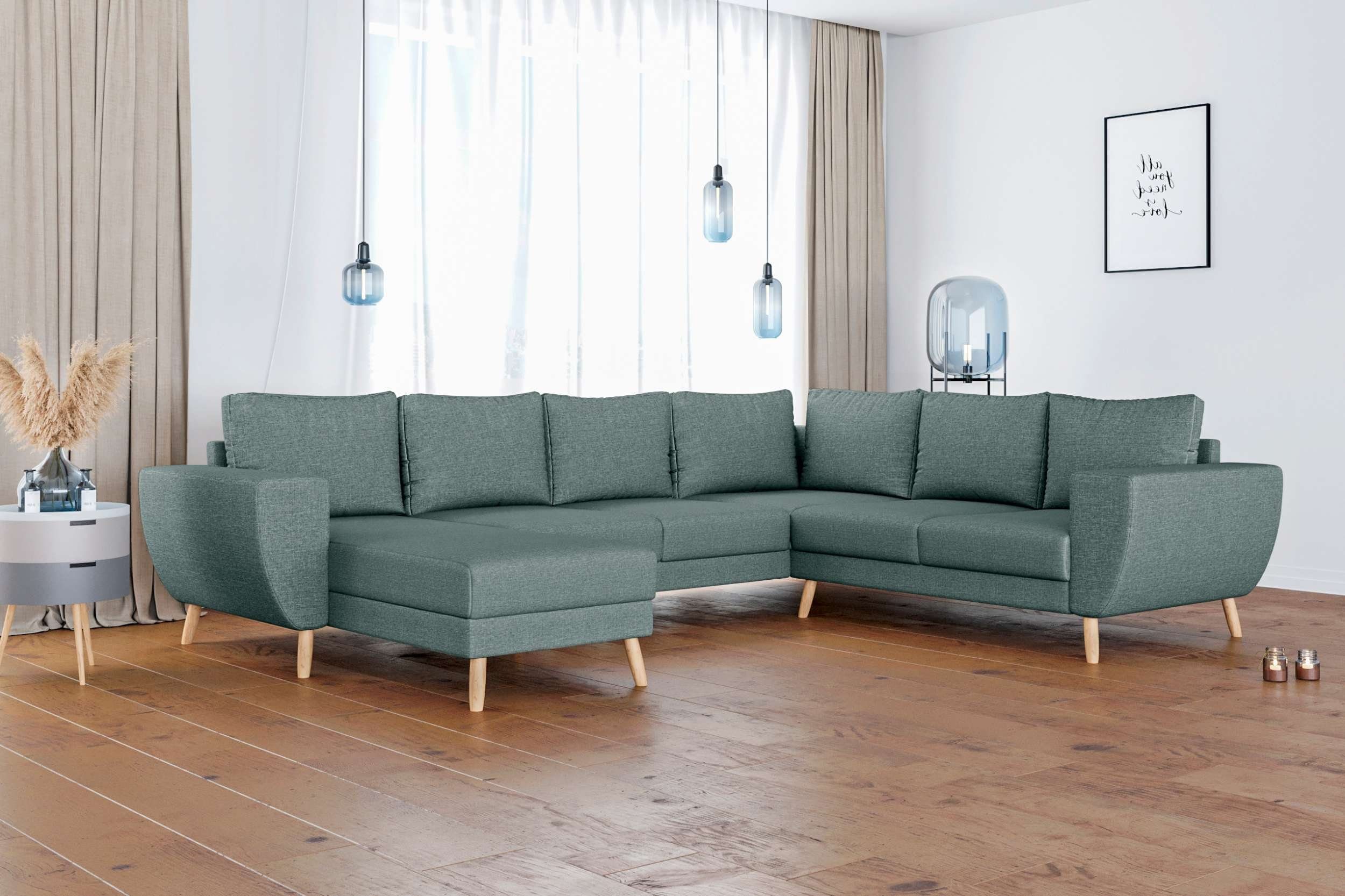 Stylefy Wohnlandschaft Apollo, Sofa, U-Form, mane links oder rechts bestellbar, frei im Raum stellbar, Modern Design, mit Wellenfederung