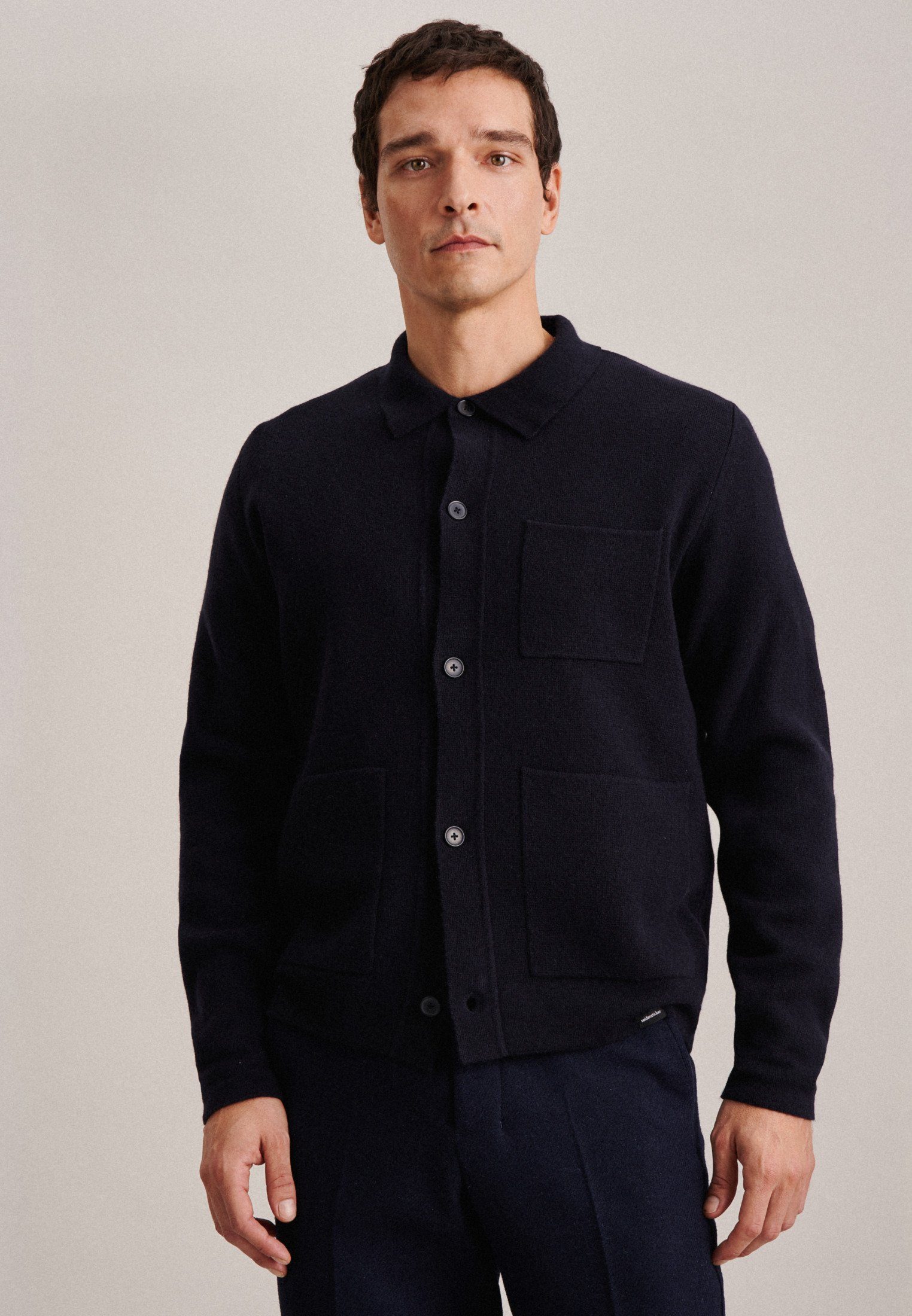 seidensticker Strickjacke Regular Langarm Kragen Uni