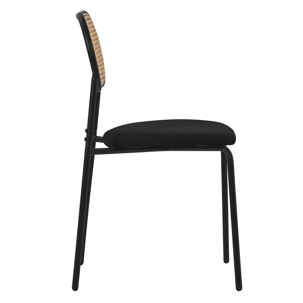 ML-DESIGN Stuhl Esszimmerstühle Rattanstuhl Polsterstühle Akzentstühle für Esszimmer (2 St), Schwarz Esstischstühle mit Rückenlehne aus Rattan 2er Set Küchenstuhl