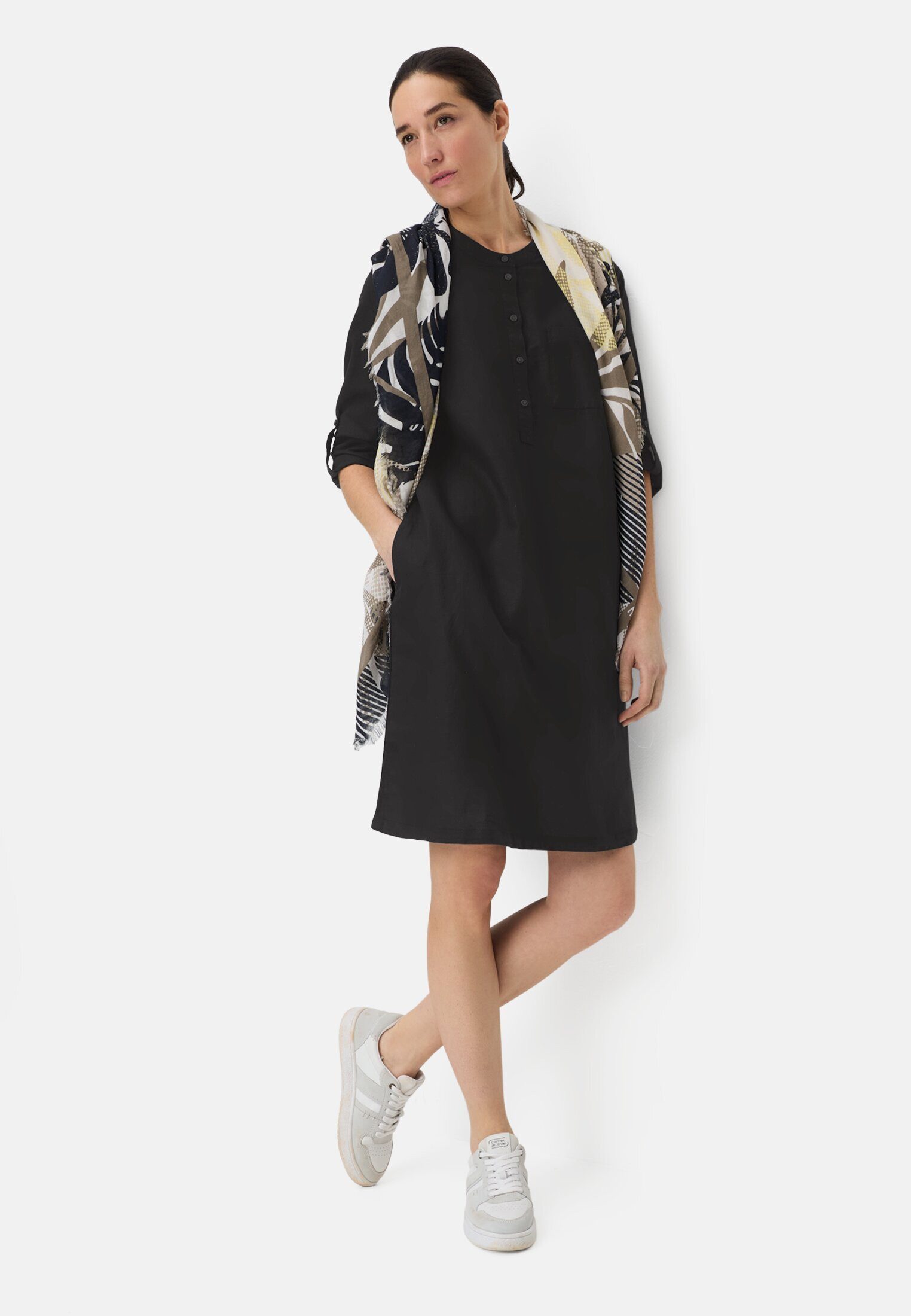 camel active Sommerkleid mit Stehkragen Langarm
