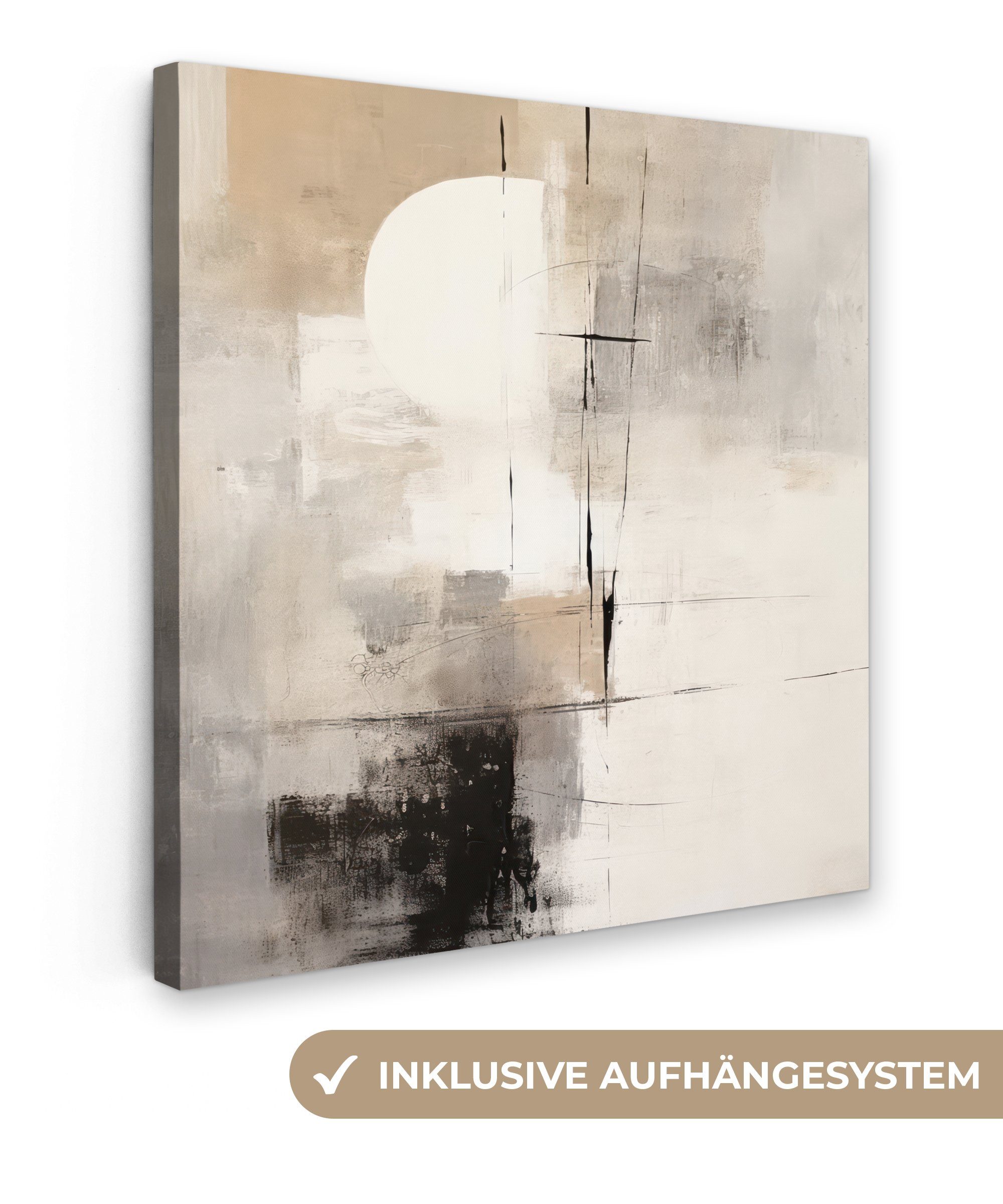OneMillionCanvasses® Leinwandbild Abstrakt - Kunst - Grau, (1 St), Leinwand Bilder für Wohnzimmer Schlafzimmer, 20x20 cm