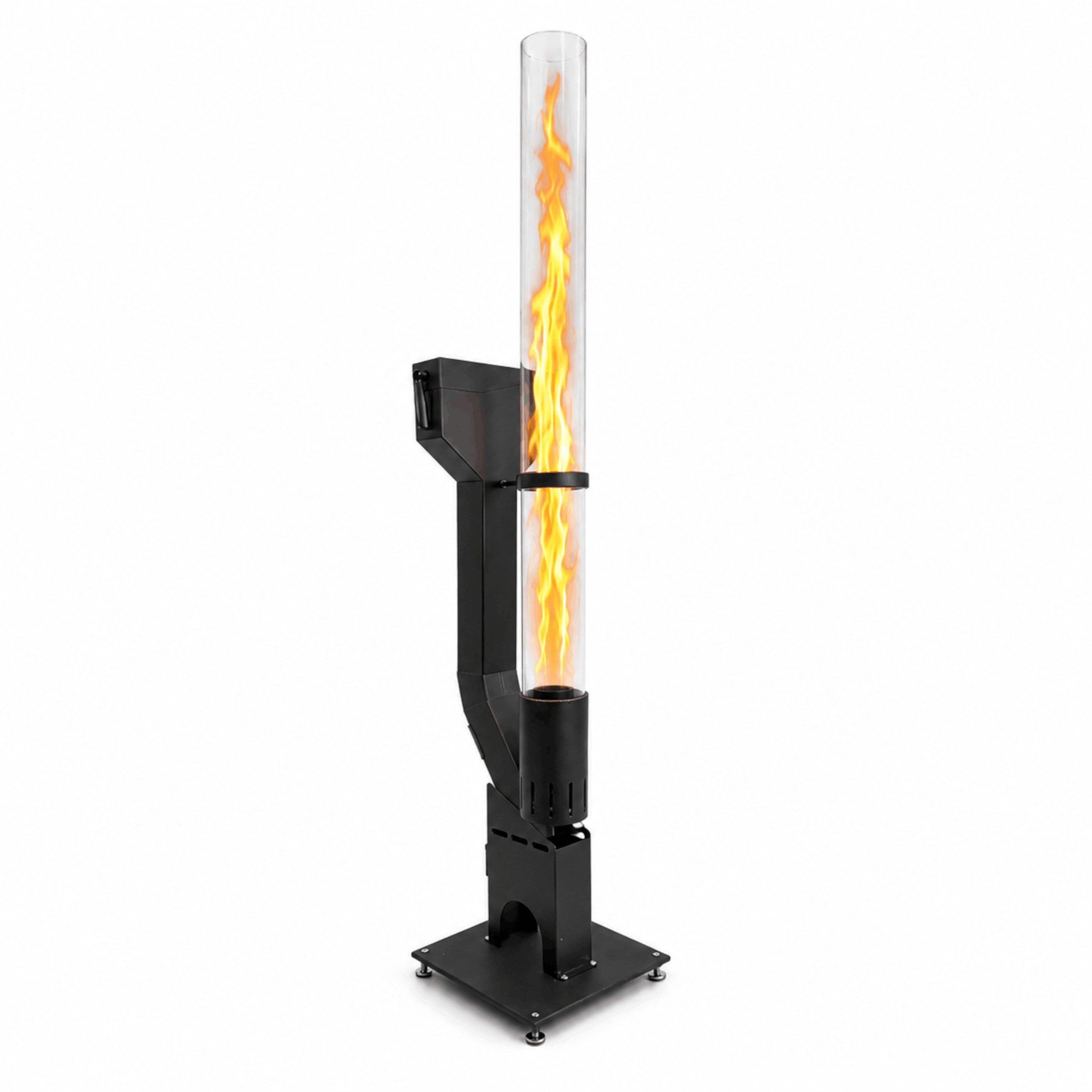APANA Heizstrahler Pelletfackel FLAME Feuerrohr Holzpellets Feuerfackel Gartenfackel, mit sichtbarer Flamme in hitzebeständiger Glasröhre