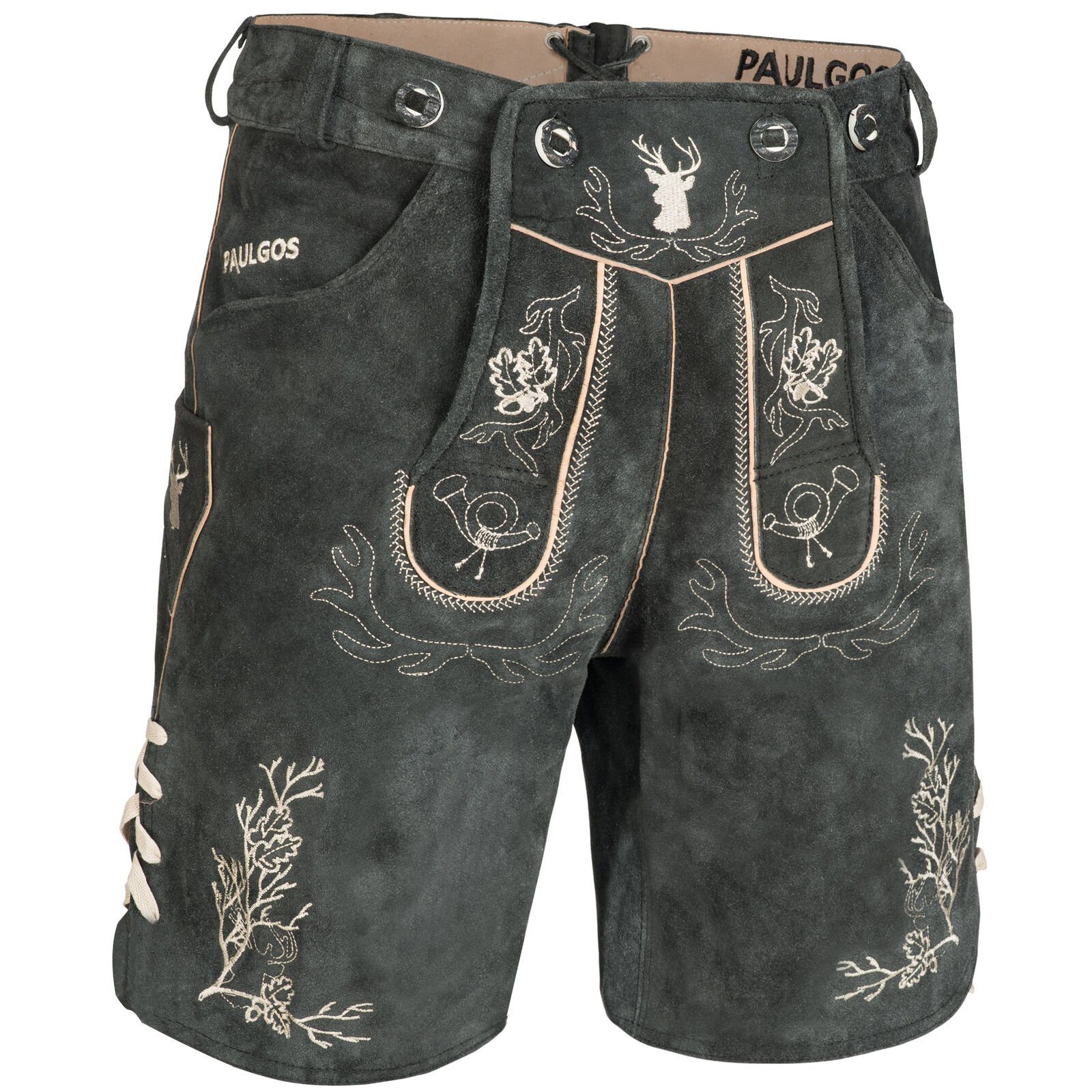 Trachtenhose Herren Lederhose Kurz mit Trägern 100% Echtleder - HK3