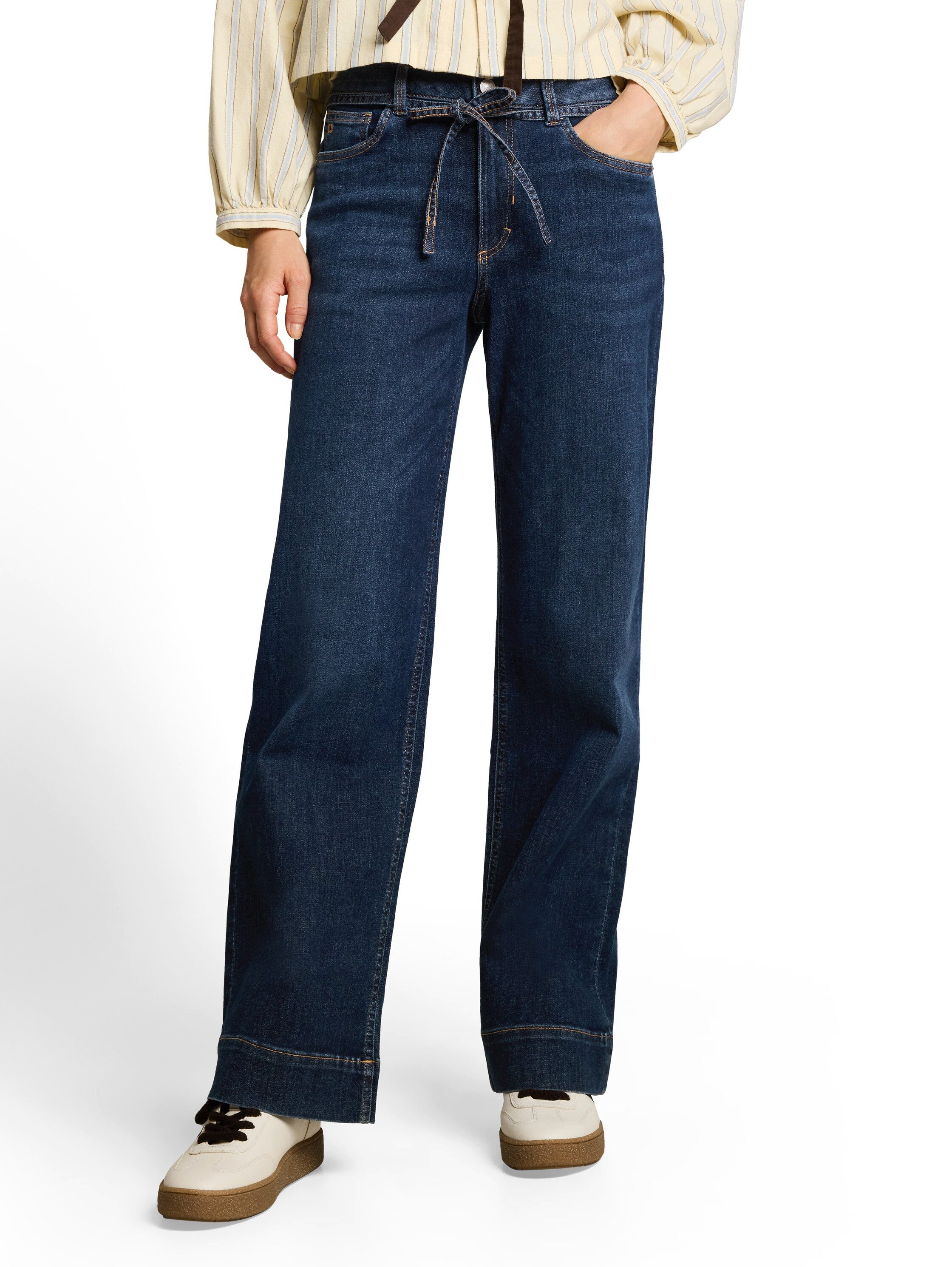 TOM TAILOR Denim Weite Jeans mit Stretch / Denim-Bindeband / Wide