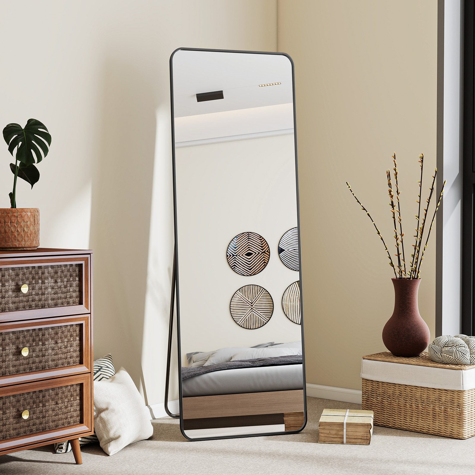 BEAUTYPEAK Standspiegel gerundeter Rechteckspiegel,senkrecht oder waagerech günstig online kaufen