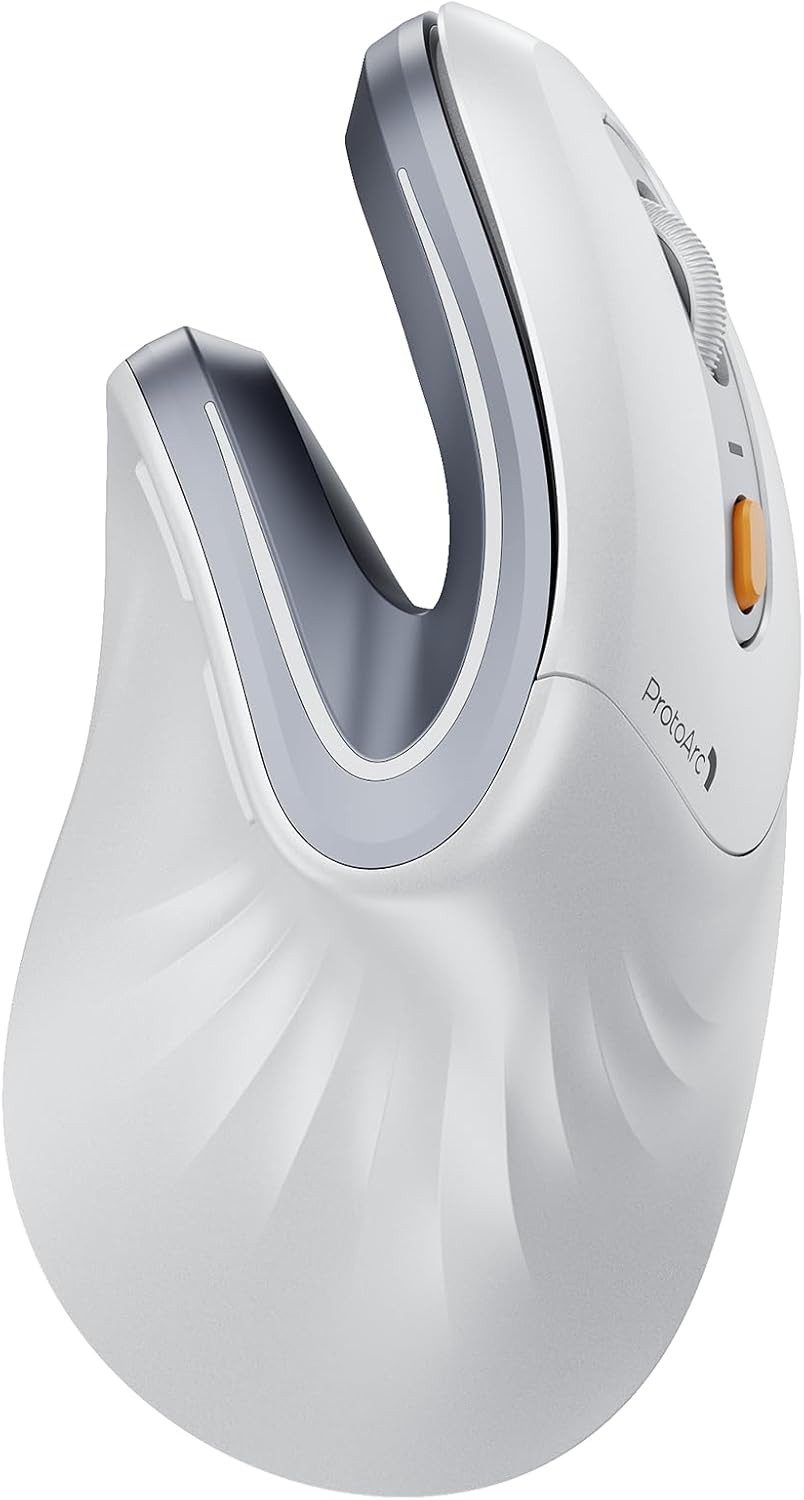 ProtoArc EM11 NL Ergonomische Vertikale Maus Kabellos Aufladbar Mouse Maus (Bluetooth, Funk, mit 3 Gerät (Bluetooth+Bluetooth+USB)