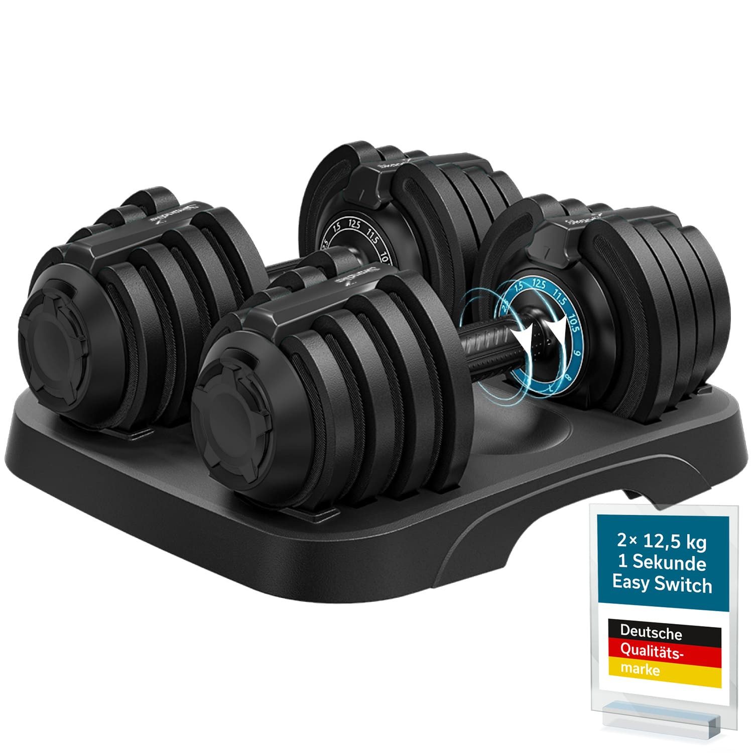 Skandika Kurzhantel verstellbar, Paino, 11 Stufen, 1,5 bis 12,5 kg, All-in-One Design, Schneller Gewichte Wechsel, Kompakt, Verstellbare Hanteln für Zuhause