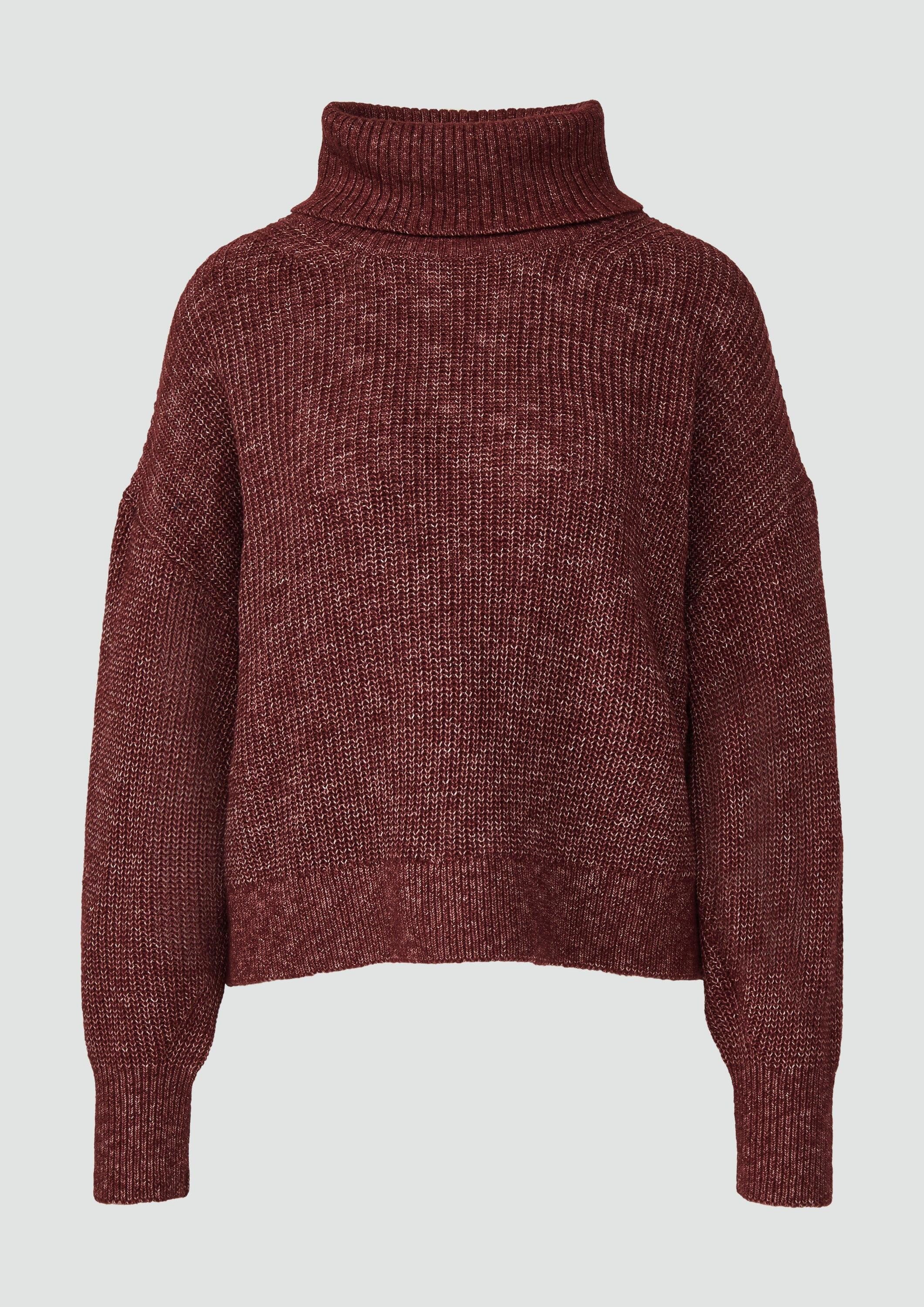 s.Oliver Longpullover Strickpullover Oversize-Strickpullover mit weiten Ärmeln und Rollkragen