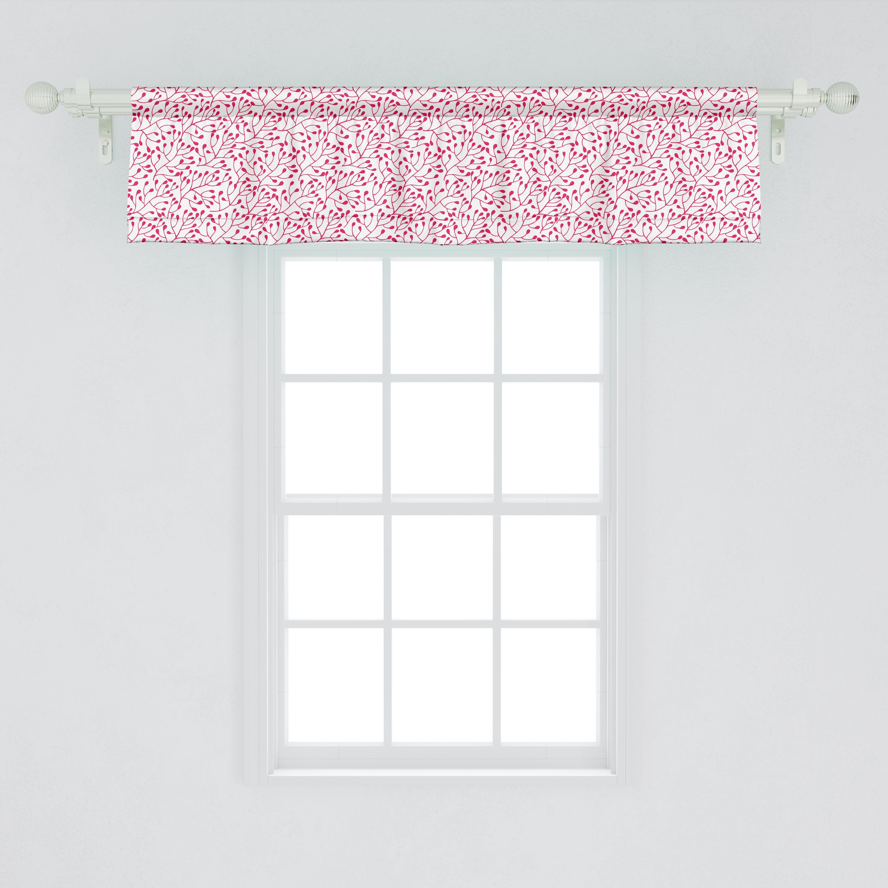 Scheibengardine Vorhang Volant für Botanik Element Abakuhaus, Stangentasche, mit Schlafzimmer Dekor Blumen Continuing Küche Microfaser