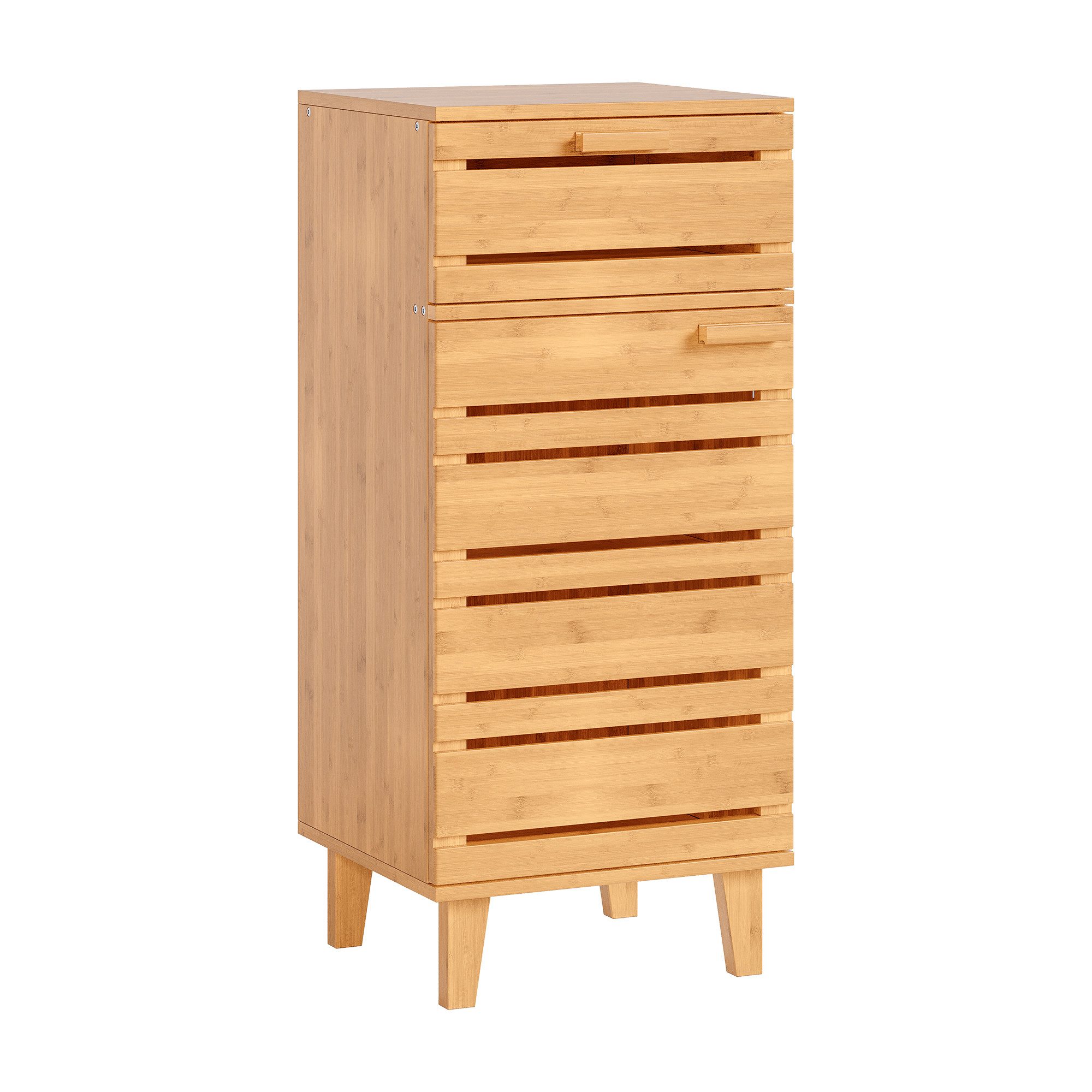 en.casa Midischrank »Epind« Badezimmerschrank 75 x 33 x 30 cm Bambus Natur