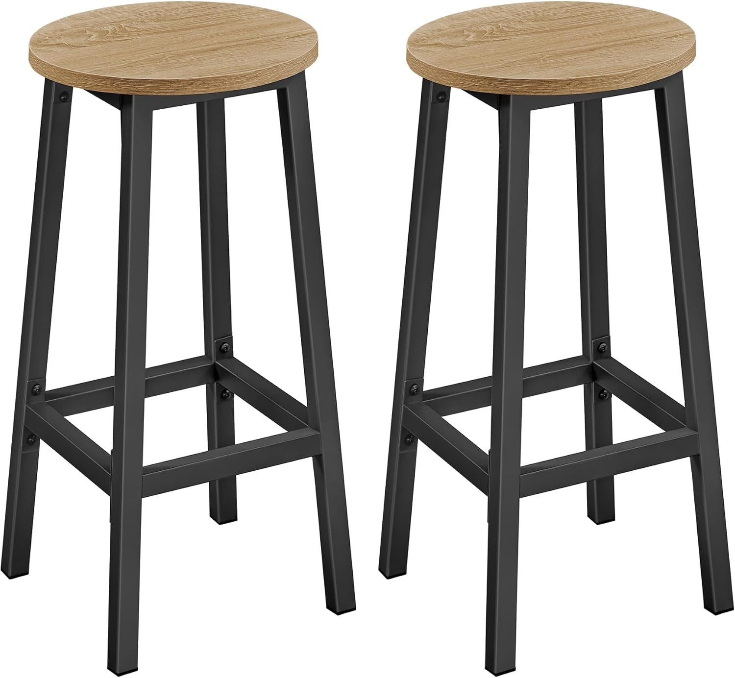 Barhocker 2er-Set Barhocker Sonoma-Optik mit Fußstütze, stabil & komfortabel