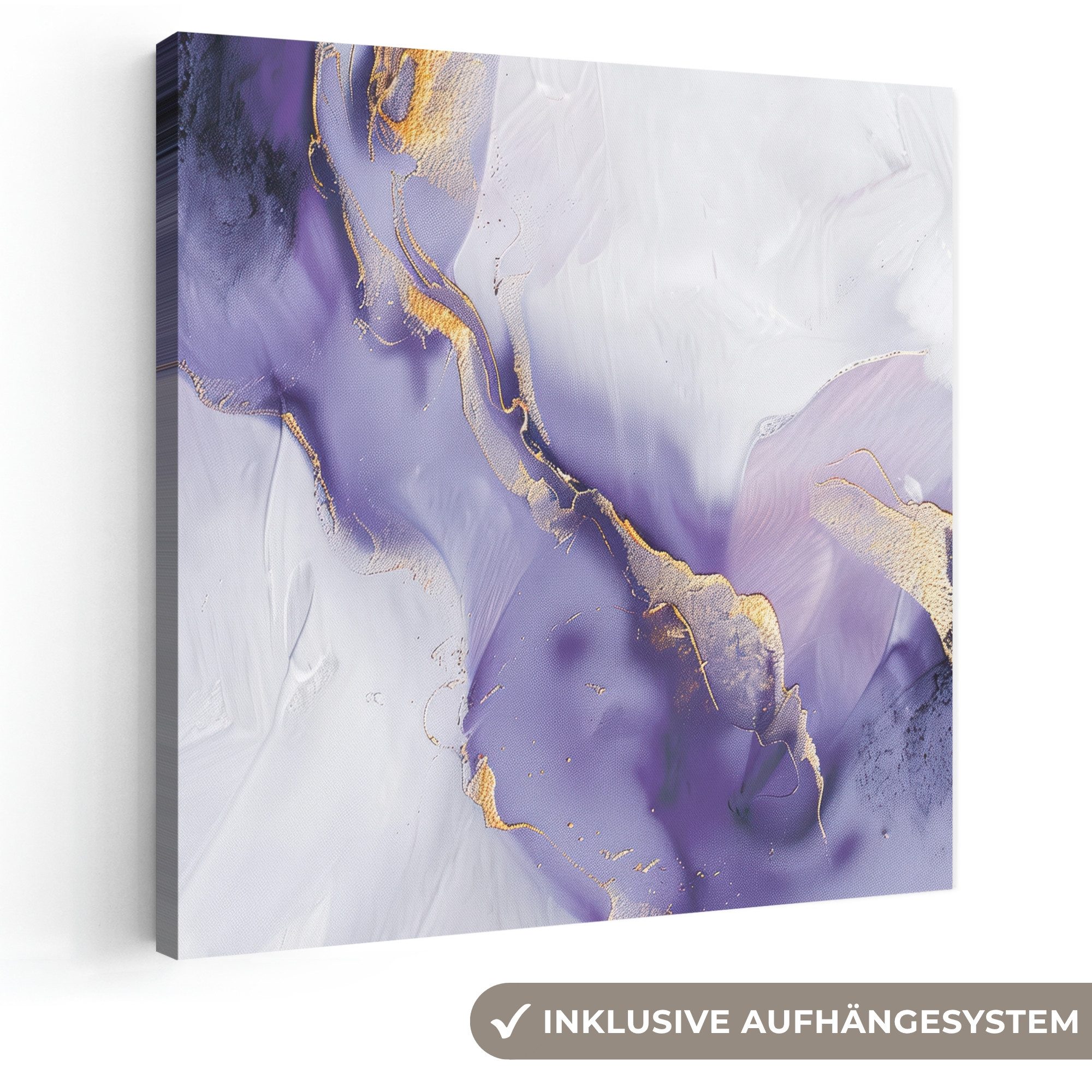 OneMillionCanvasses® Leinwandbild Lila - Modern - Marmor - Abstrakt, Fotodruck (1 St), Wandbild, Deko Schlafzimmer Wohnzimmer Flur 20x20 cm