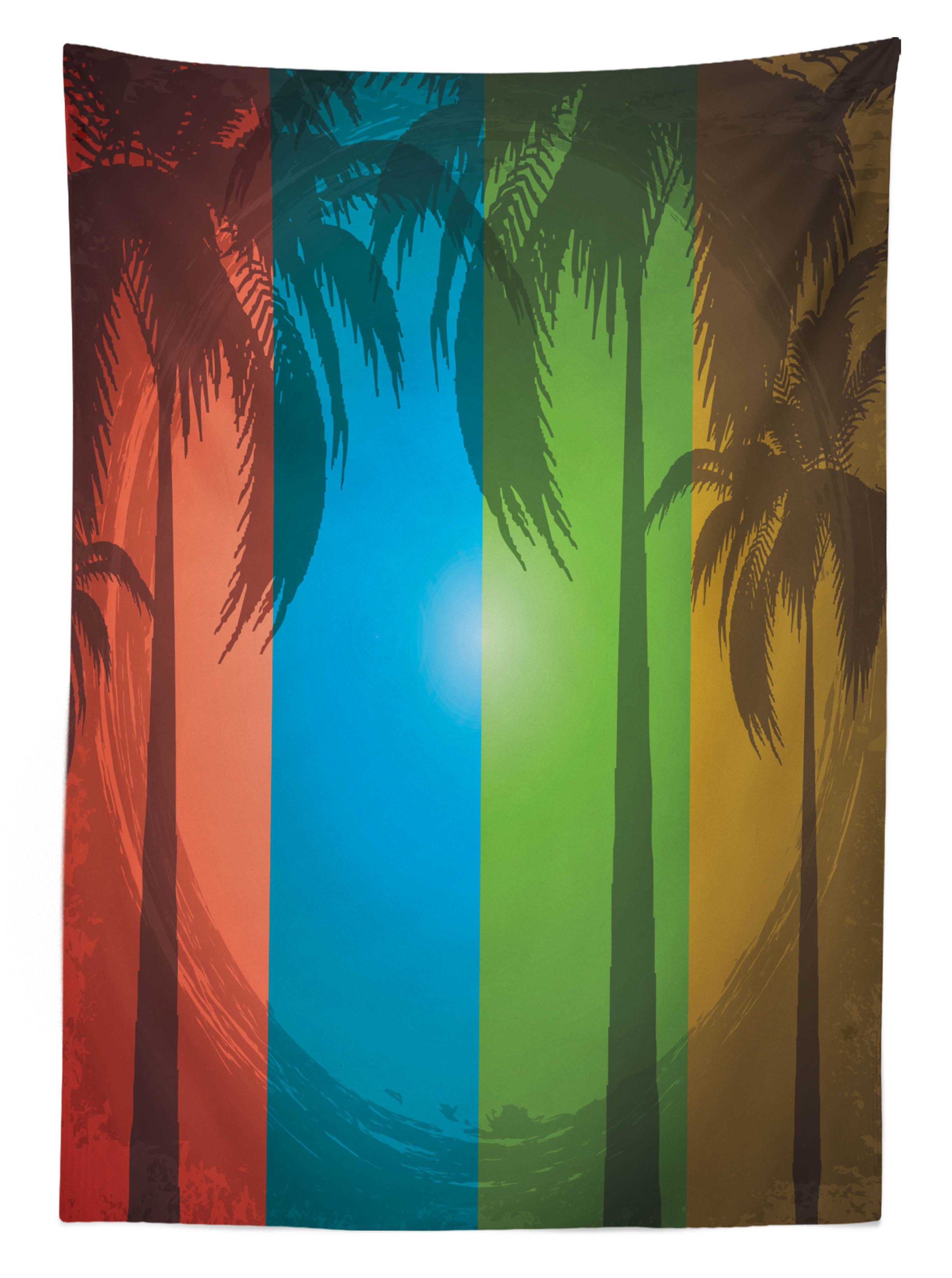 Abakuhaus Tischdecke Palmen Klare den Farbfest Für Tropisch Bohemian Waschbar geeignet Bereich Außen Farben