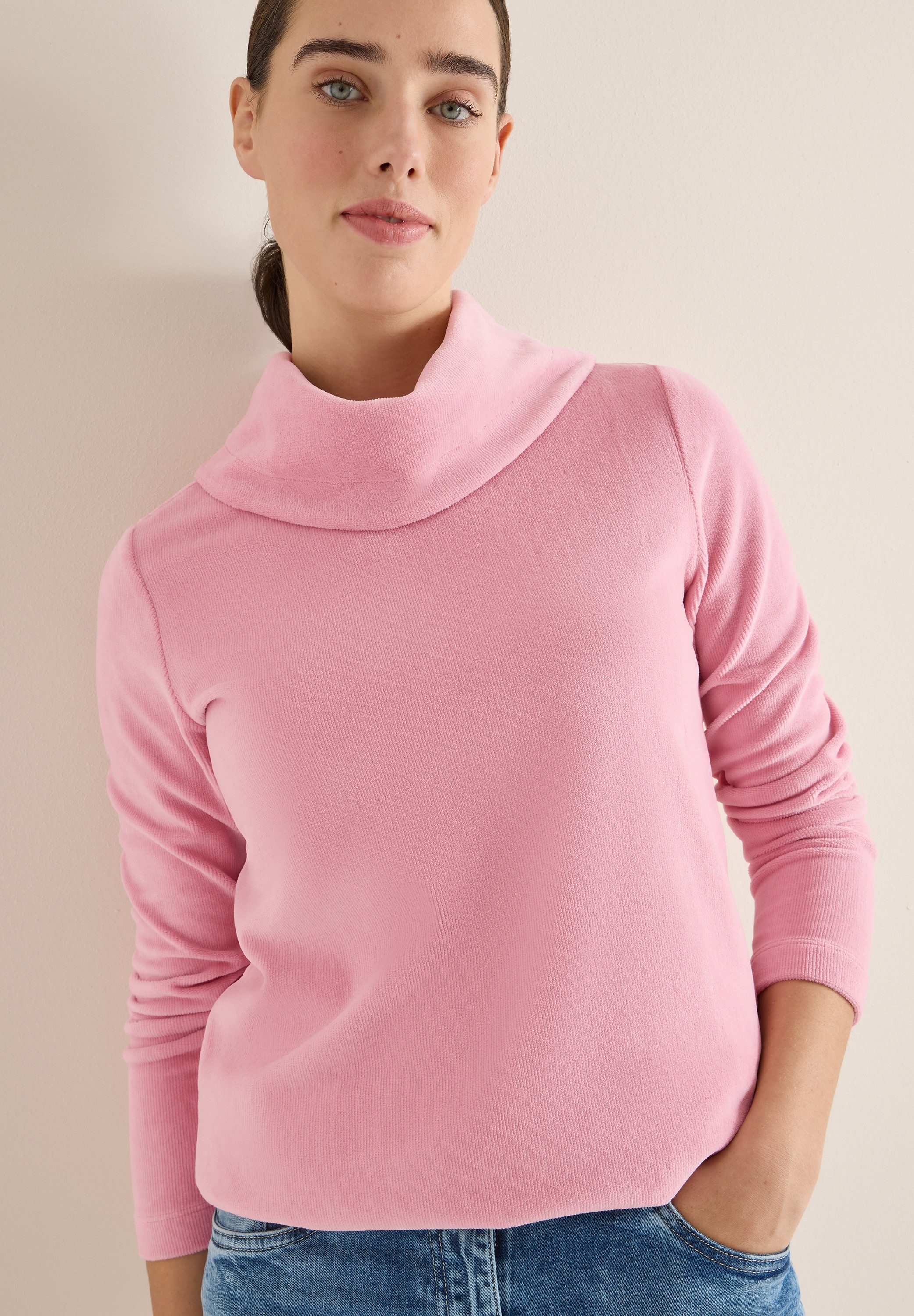 CECIL Rundhalspullover Cord Shirt mit großem Kragen günstig online kaufen