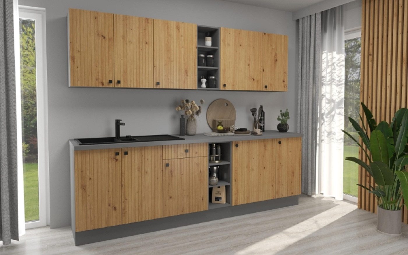 ROYAL24_MARKT Küche - Harmony Küchenzeile / Perfekte Ausgewogenheit für Ihren Raum, Ihre Zufriedenheit ist garantiert -Sorgfältig gestaltete Möbel
