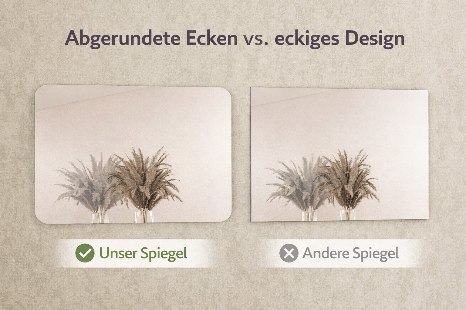 Home affaire Spiegel DILLON, Wandspiegel, Spiegelelement, Garderobenspiegel, vollflächig (1-St), mit 4 abgerundeten Ecken