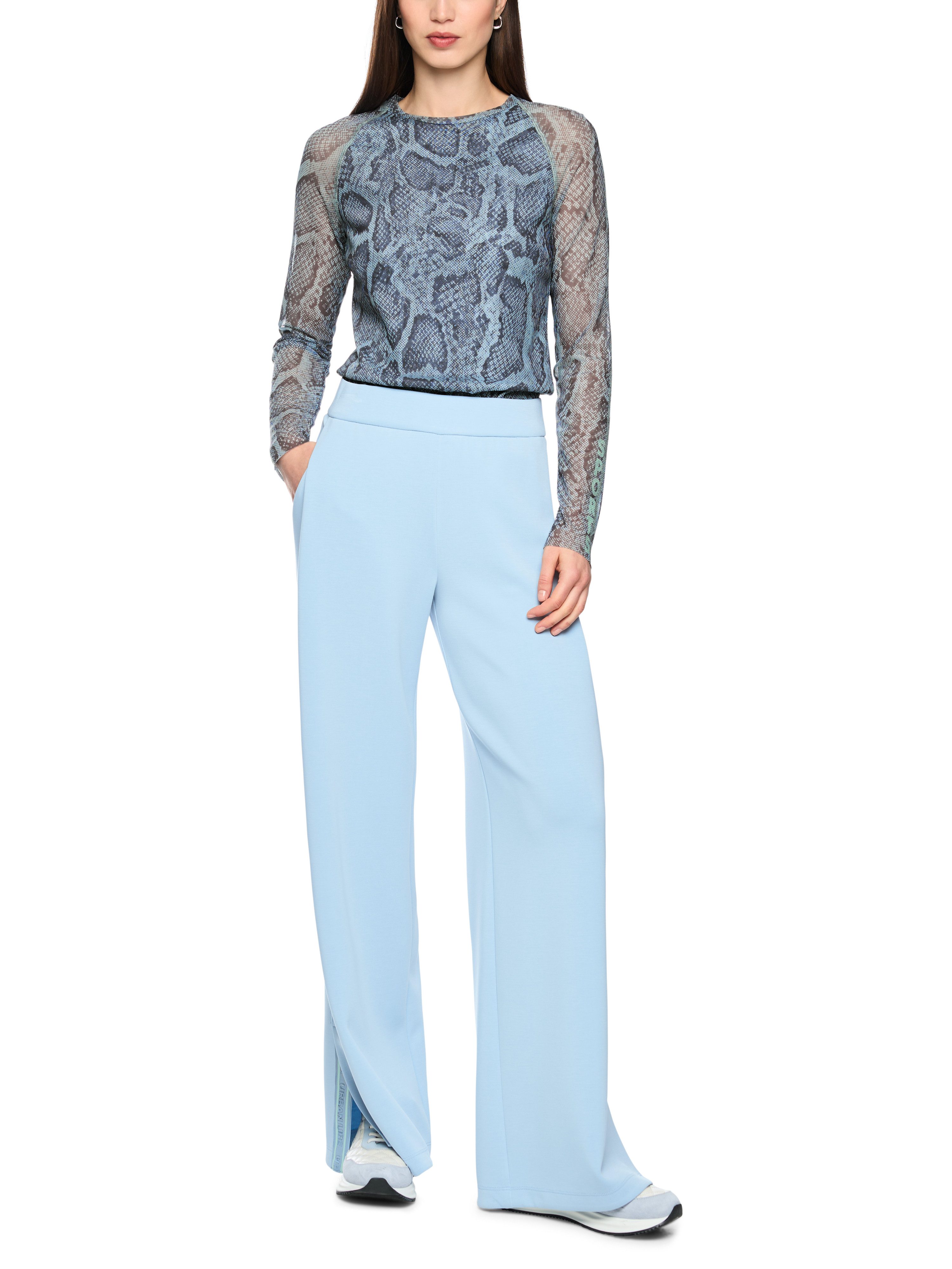 Marc Cain Langarmshirt Urban Haze Premium Damenmode Mesh-Shirt mit Animal Print
