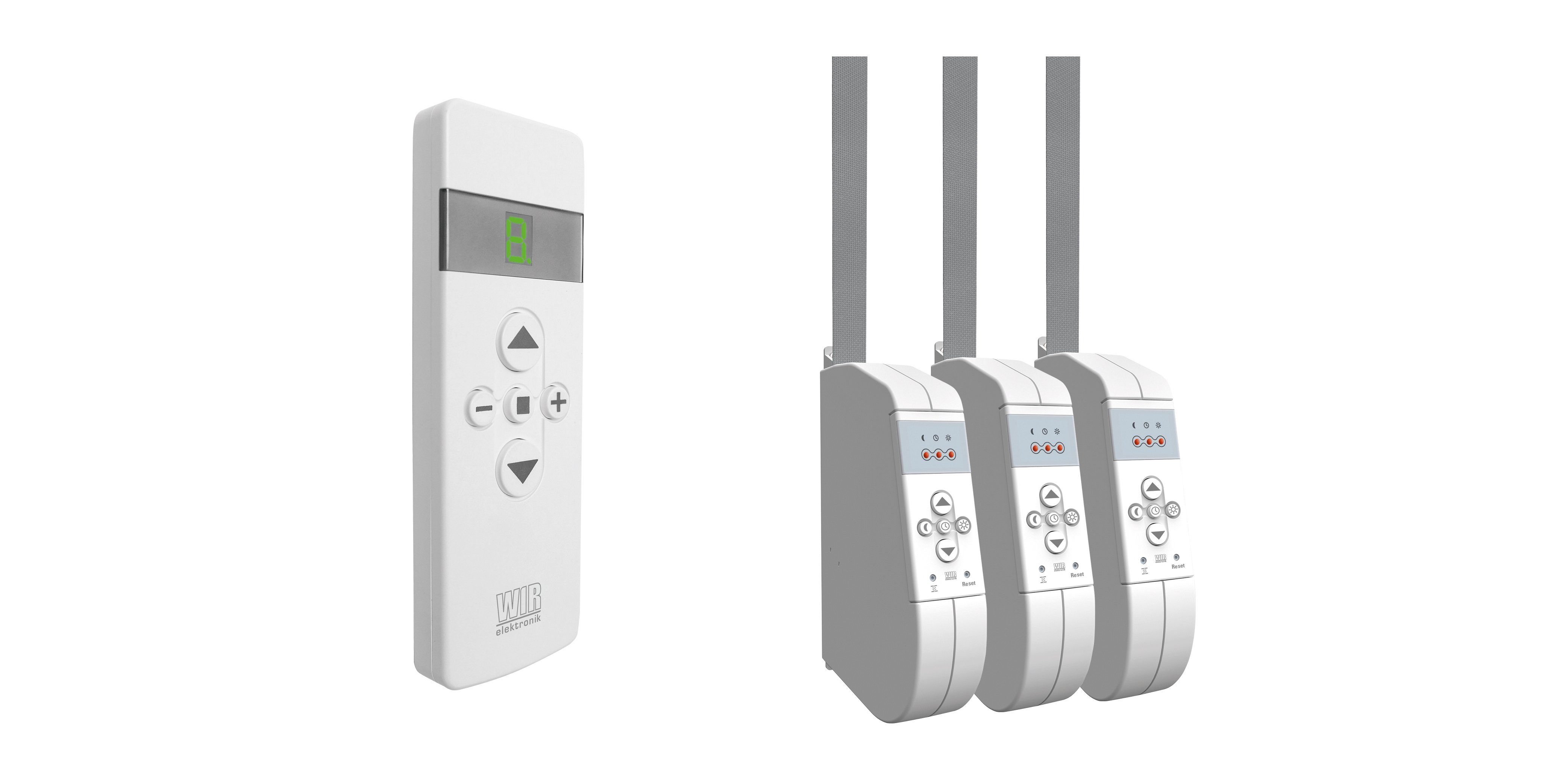 WIR elektronik Rollladenmotor eWickler Standard eW930-F-M für 12 - 15mm Gurtband, mit Funk, 45 kg Zugkraft, + 1x Fernbedienung FB-9