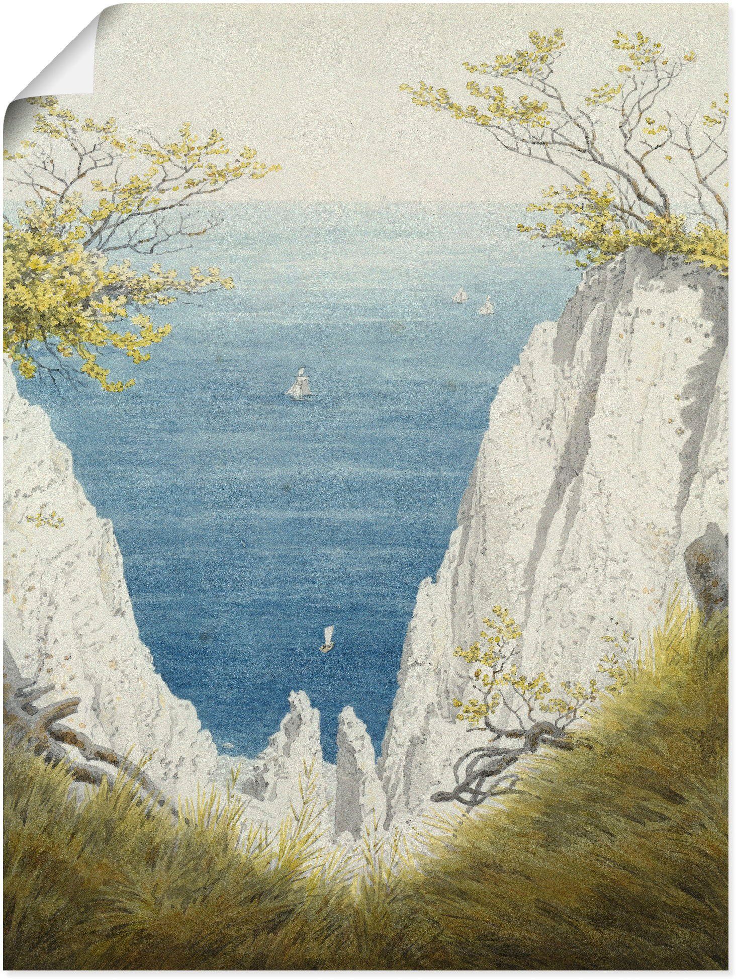 Artland Wandbild Kreidefelsen auf Rügen. als Leinwandbild, in Felsen oder (1 Wandaufkleber Poster Größen Alubild, versch. 1825/26., St)