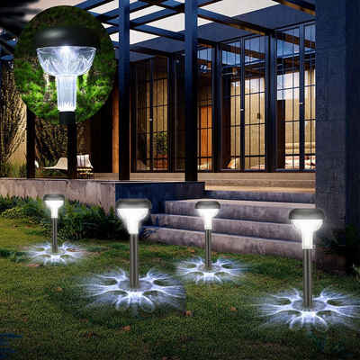 LETGOSPT LED Solarleuchte 6 Stück LED Solar-Gartenleuchten, Solarlampen für Außen Straßenlampe, LED fest integriert, IP65 Wasserdicht, für Hof, Landschaft, Rasen, Terrasse und Auffahrt