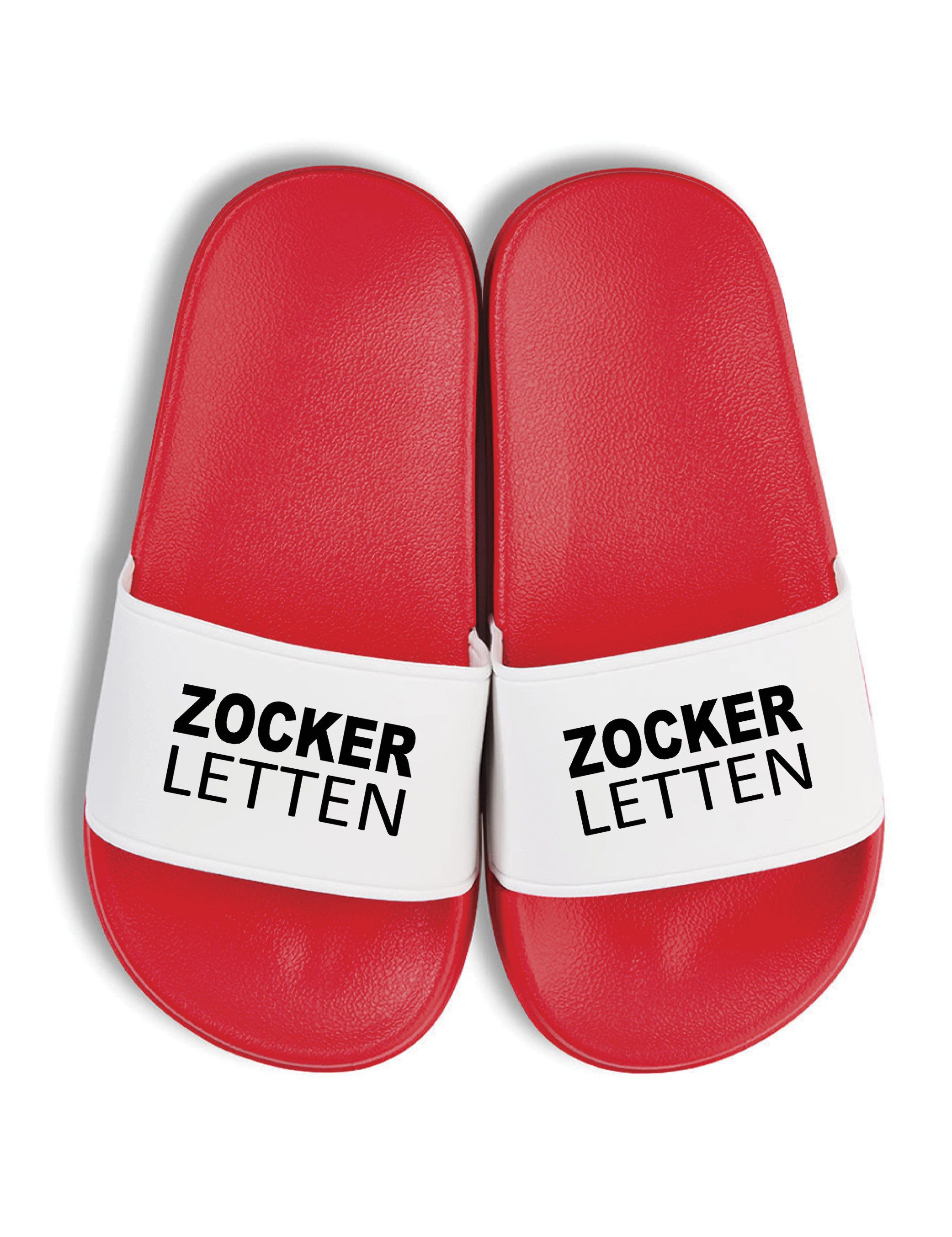 Youth Designz Kinder Badelatschen "Zocker Letten" Fun-Print lustig Geschenk Badeschuh mit witzigen Aufdruck für Kinder Statement
