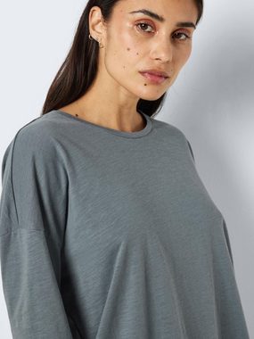 Noisy may Longpullover Lockeres Langarm Basic Shirt NMMATHILDE 5439 in Grau