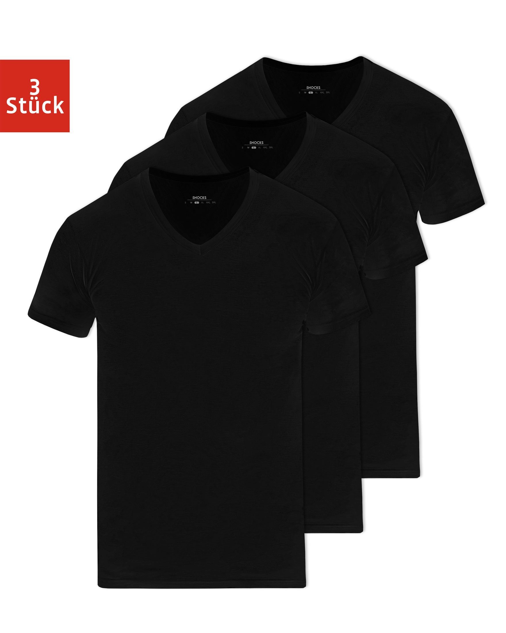SNOCKS Unterziehshirt »T Shirt mit V-Ausschnitt Unterhemden Herren« (3  Stück, 3-St) aus Bio-Baumwolle, extra lang geschnitten