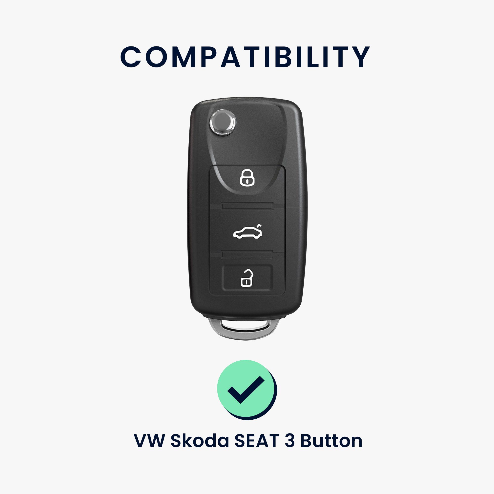 Cover Seat, Hülle Case Schlüsselhülle Schlüsseltasche Silikon VW Weiß für Skoda Autoschlüssel Schlüssel kwmobile