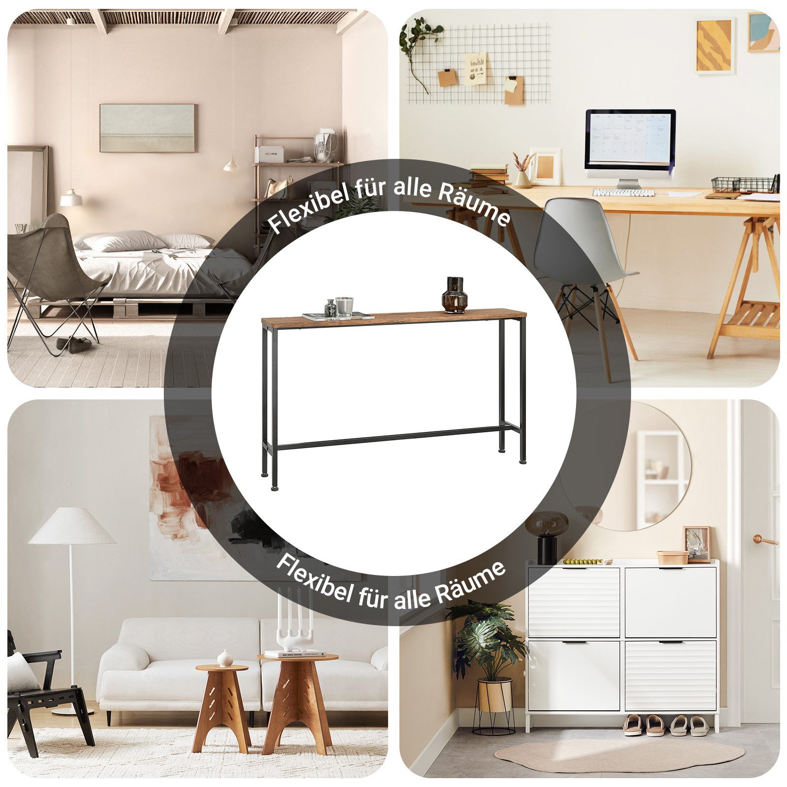 SoBuy Konsolentisch FSB19, Konsolentisch schmal, Sofatisch, Wohnzimmer Flur Büro, Konsolentisch Flurtisch Sideboard Beistelltisch Vintage