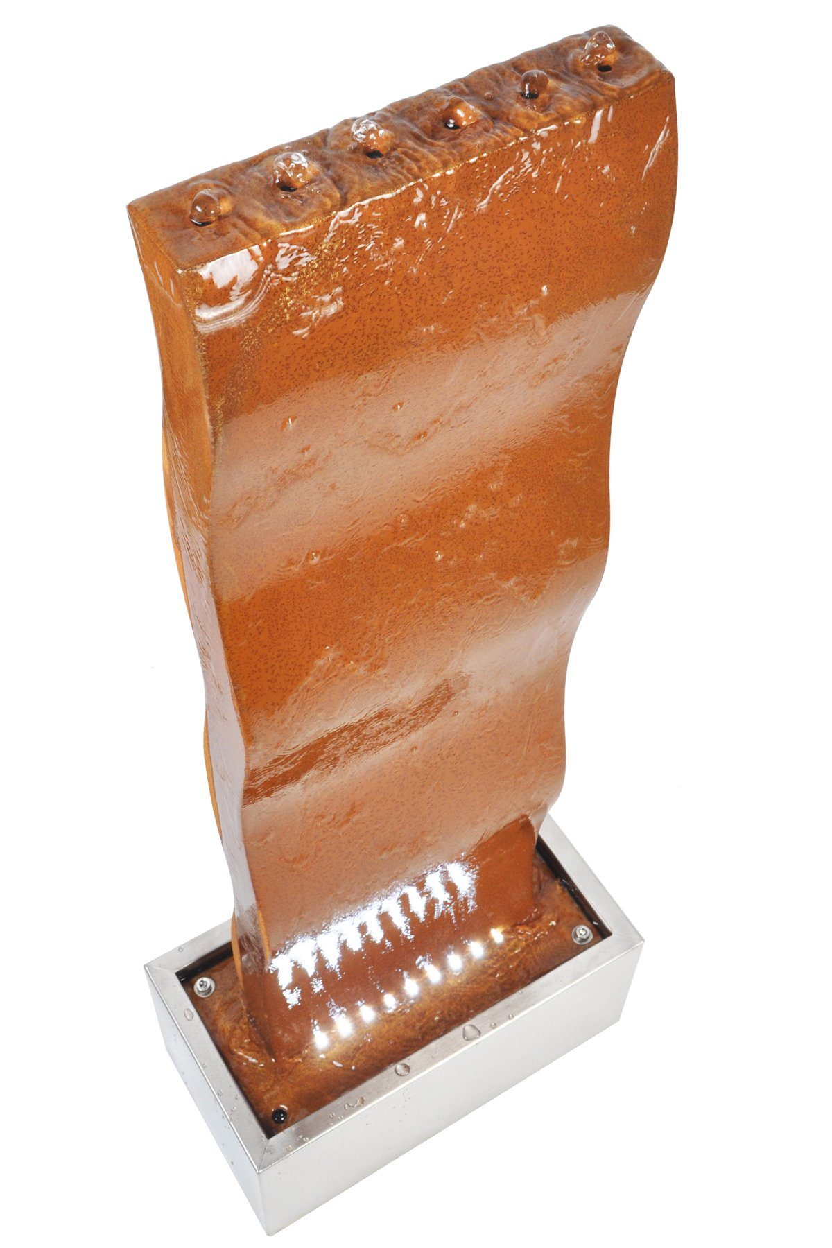 Köhko Gartenbrunnen Brunnen mit LED Cortenstahl Höhe 90 cm Edelstahlbecken Ecuador 32003