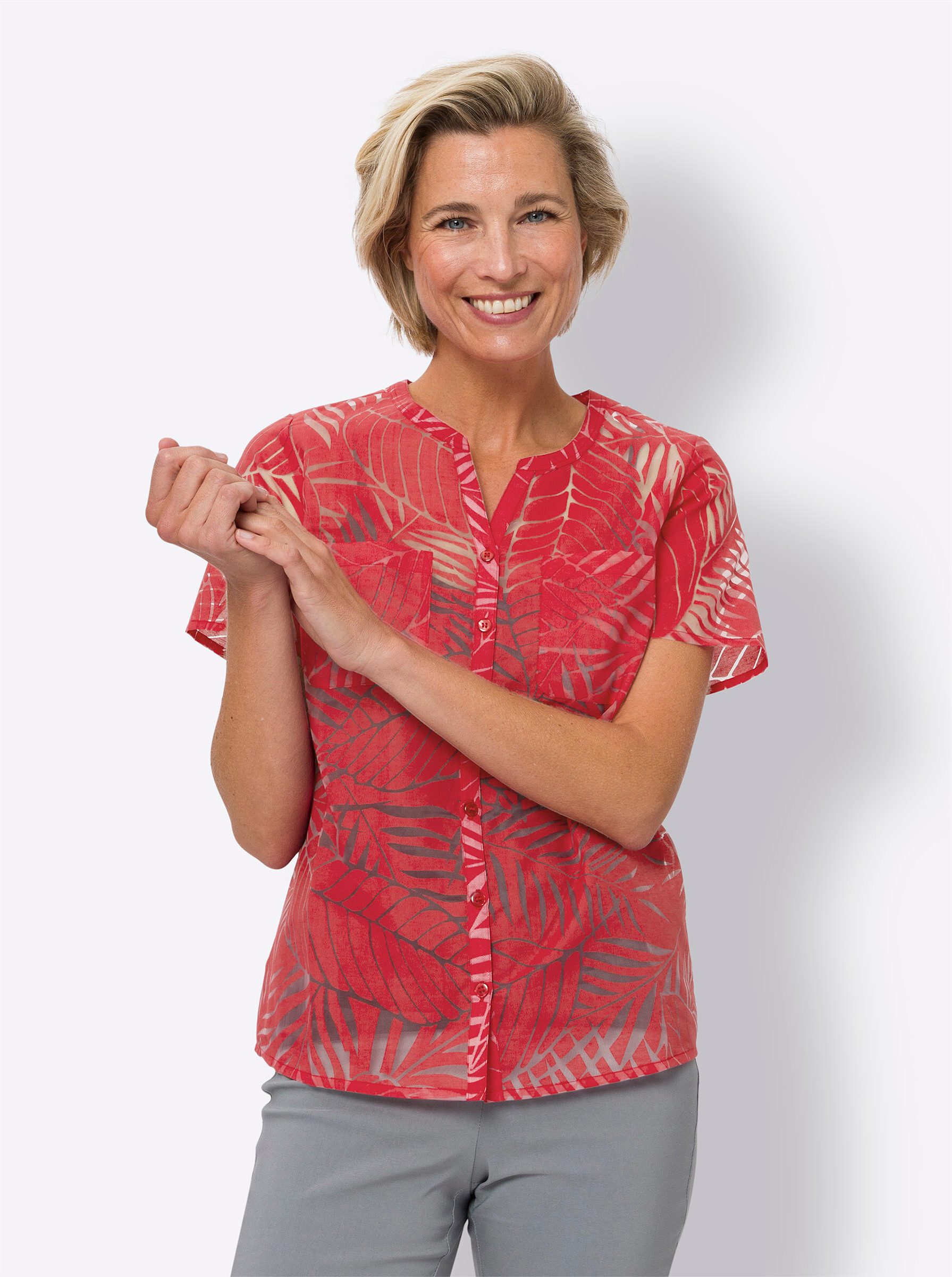Sieh an! Klassische Bluse Kurzarm-Bluse Kurzarm