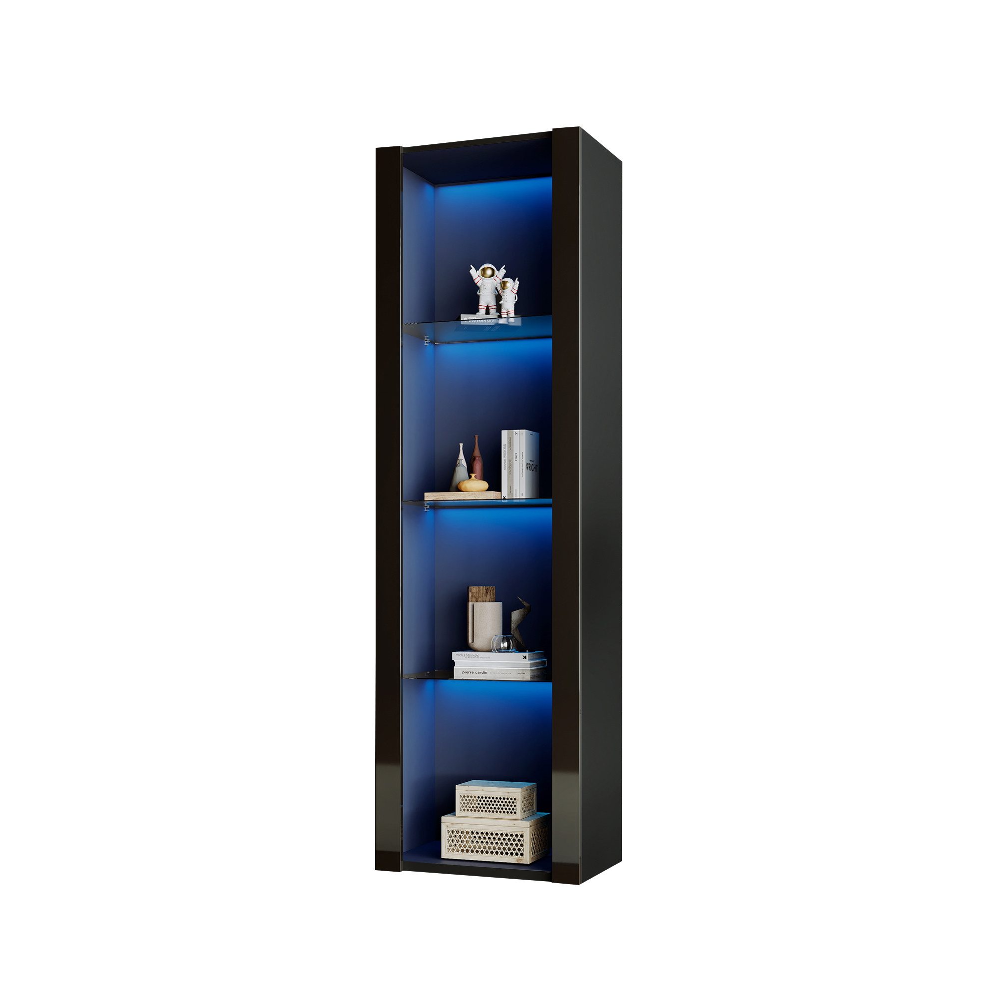 Merax Standvitrine schmal Vitrinenschrank mit 4 günstig online kaufen
