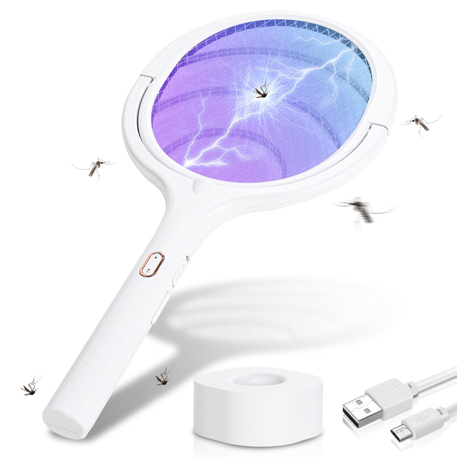 Fliegenwedler 5in1 Elektrische Fliegenklatsche Insektenvernichter USB Mückenklatsche