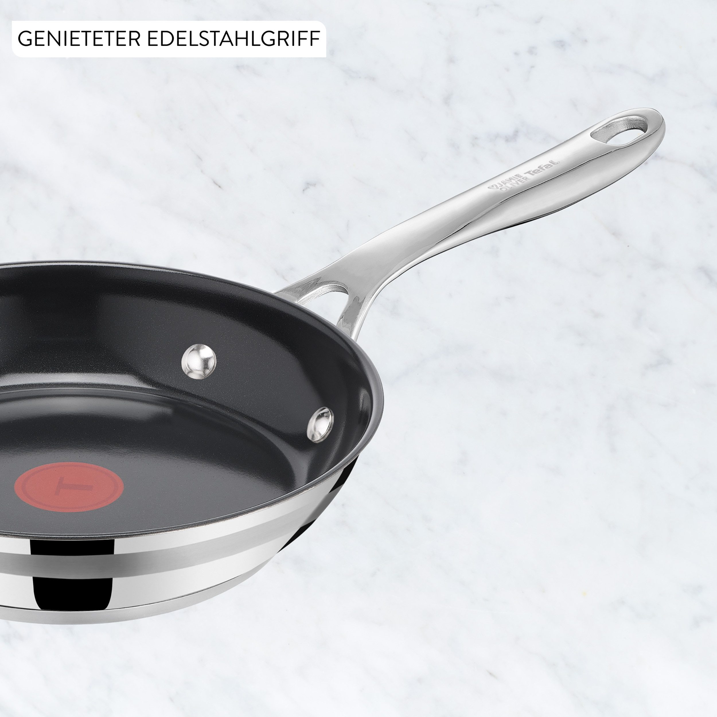 Tefal Pfannen-Set Jamie Oliver Smart Cook, Edelstahl (Set, 2-tlg), Keramikbeschichtung, Thermo-Signal, induktionsgeeignet, Edelstahlgriff