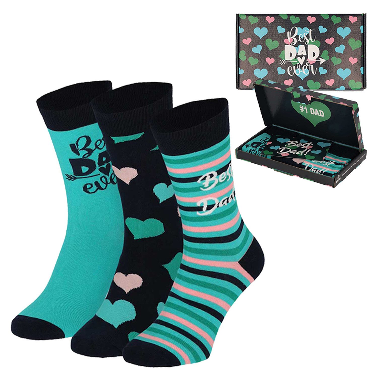 Yuhu Socken Herren Socken Best Dad Super Dad 3er Pack Vatertag Geschenkbox (3-Paar)