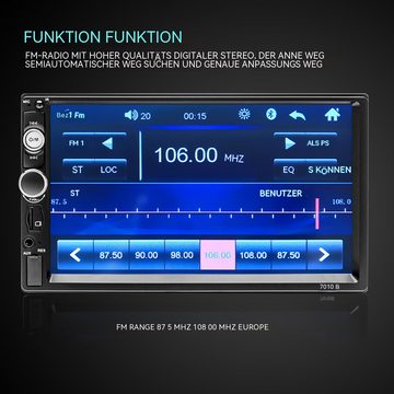 Hikity Doppel Din Autoradio Bluetooth 7 Zoll Bildschirm Touchscreen Autoradio (Link spiegeln: Android/IOS, Steuerung über das Lenkrad)